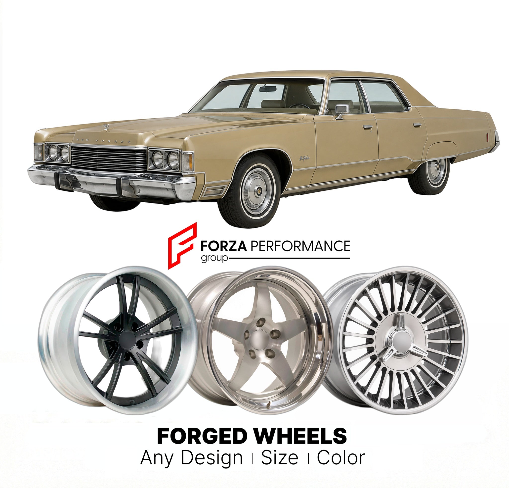CUSTOM CLASSIC VINTAGE RESTOMOD RETRO OLD SCHOOL FORGED WHEELS RIMS for CHRYSLER NEW YORKER 1974 - 1978