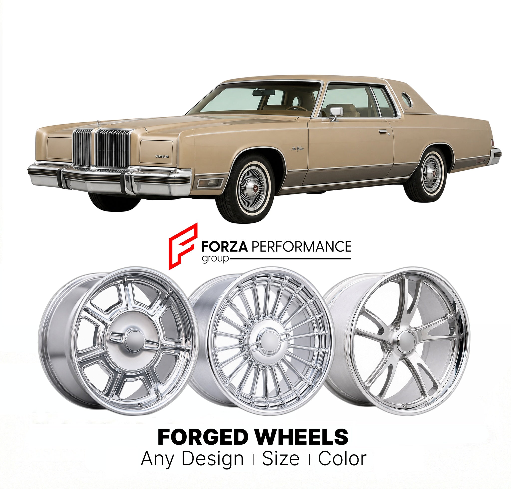 CUSTOM CLASSIC VINTAGE RESTOMOD RETRO OLD SCHOOL FORGED WHEELS RIMS for CHRYSLER NEW YORKER 1979 - 1981