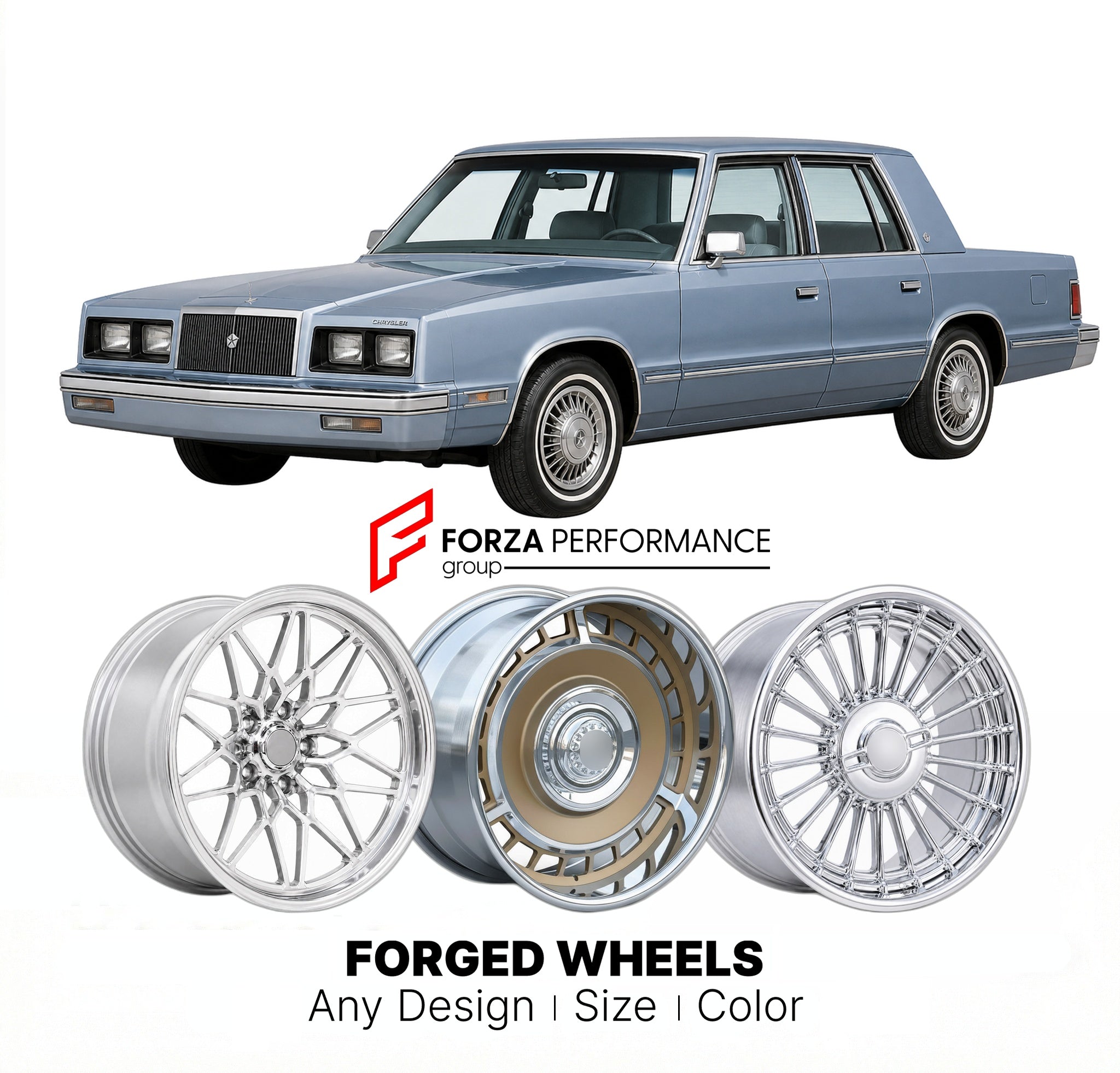 CUSTOM CLASSIC VINTAGE RESTOMOD RETRO OLD SCHOOL FORGED WHEELS RIMS for CHRYSLER NEW YORKER 1982 - 1988