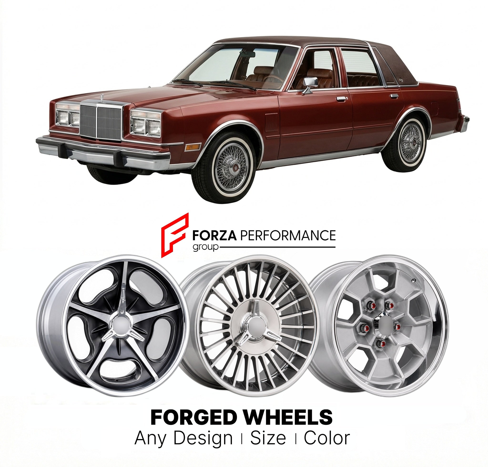 CUSTOM CLASSIC VINTAGE RESTOMOD RETRO OLD SCHOOL FORGED WHEELS RIMS for CHRYSLER NEW YORKER FIFTH AVENUE 1983 - 1988