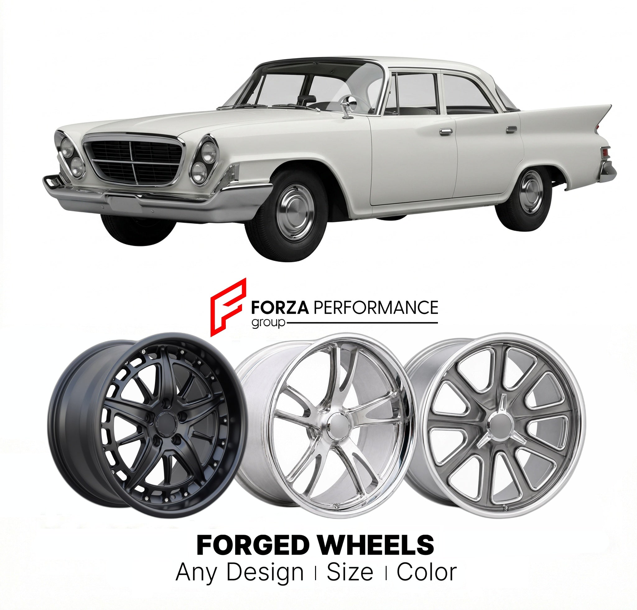 CUSTOM CLASSIC VINTAGE RESTOMOD RETRO OLD SCHOOL FORGED WHEELS RIMS for CHRYSLER NEWPORT 1961 - 1964