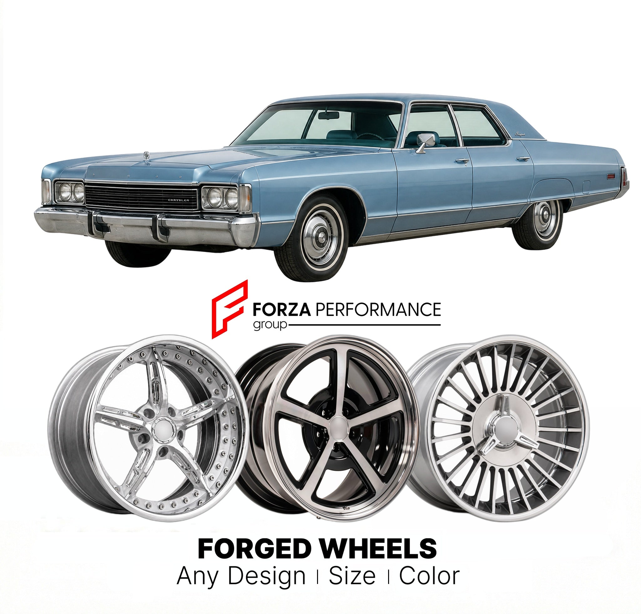 CUSTOM CLASSIC VINTAGE RESTOMOD RETRO OLD SCHOOL FORGED WHEELS RIMS for CHRYSLER NEWPORT 1974 - 1978