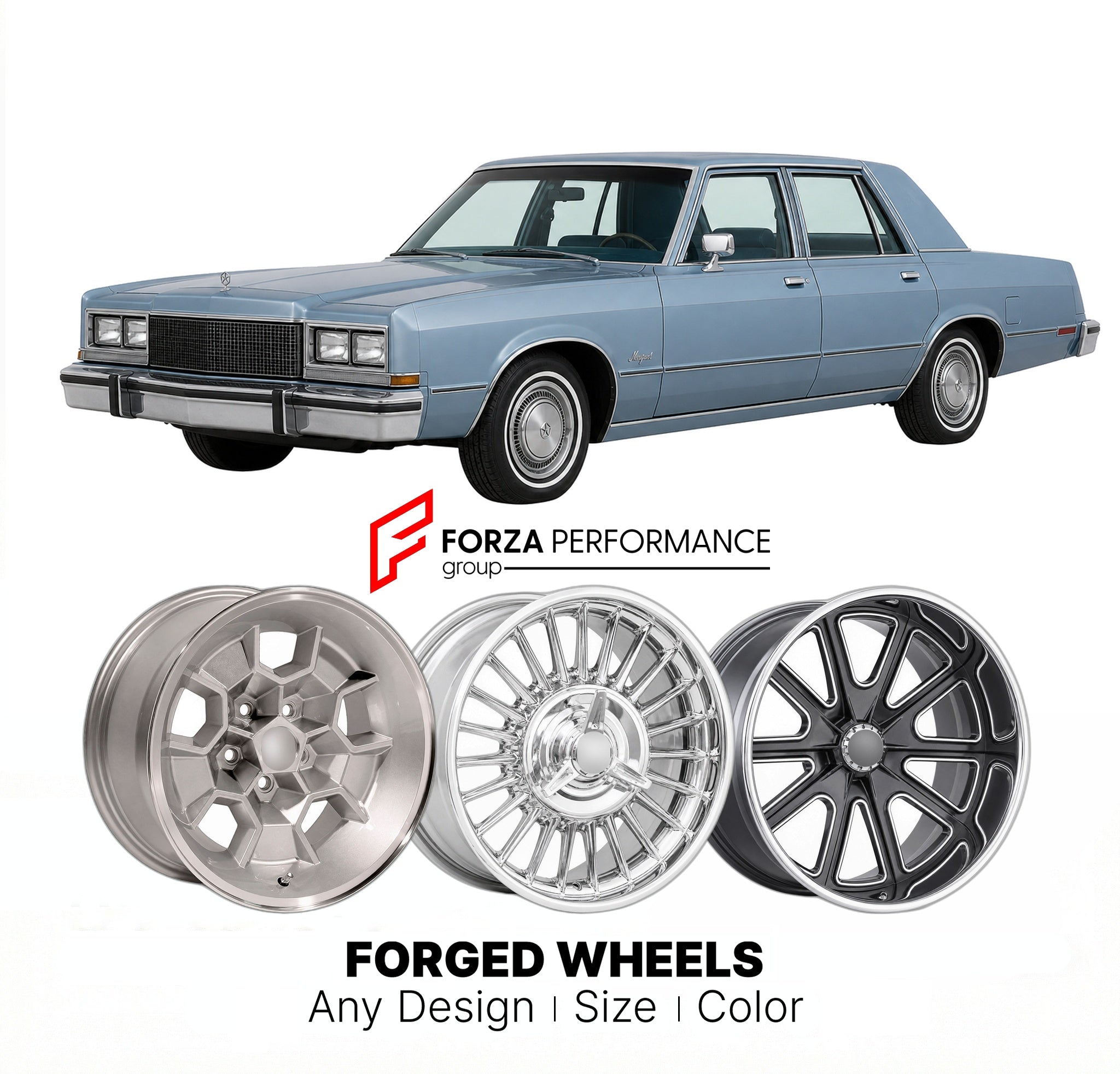 CUSTOM CLASSIC VINTAGE RESTOMOD RETRO OLD SCHOOL FORGED WHEELS RIMS for CHRYSLER NEWPORT 1979 - 1981