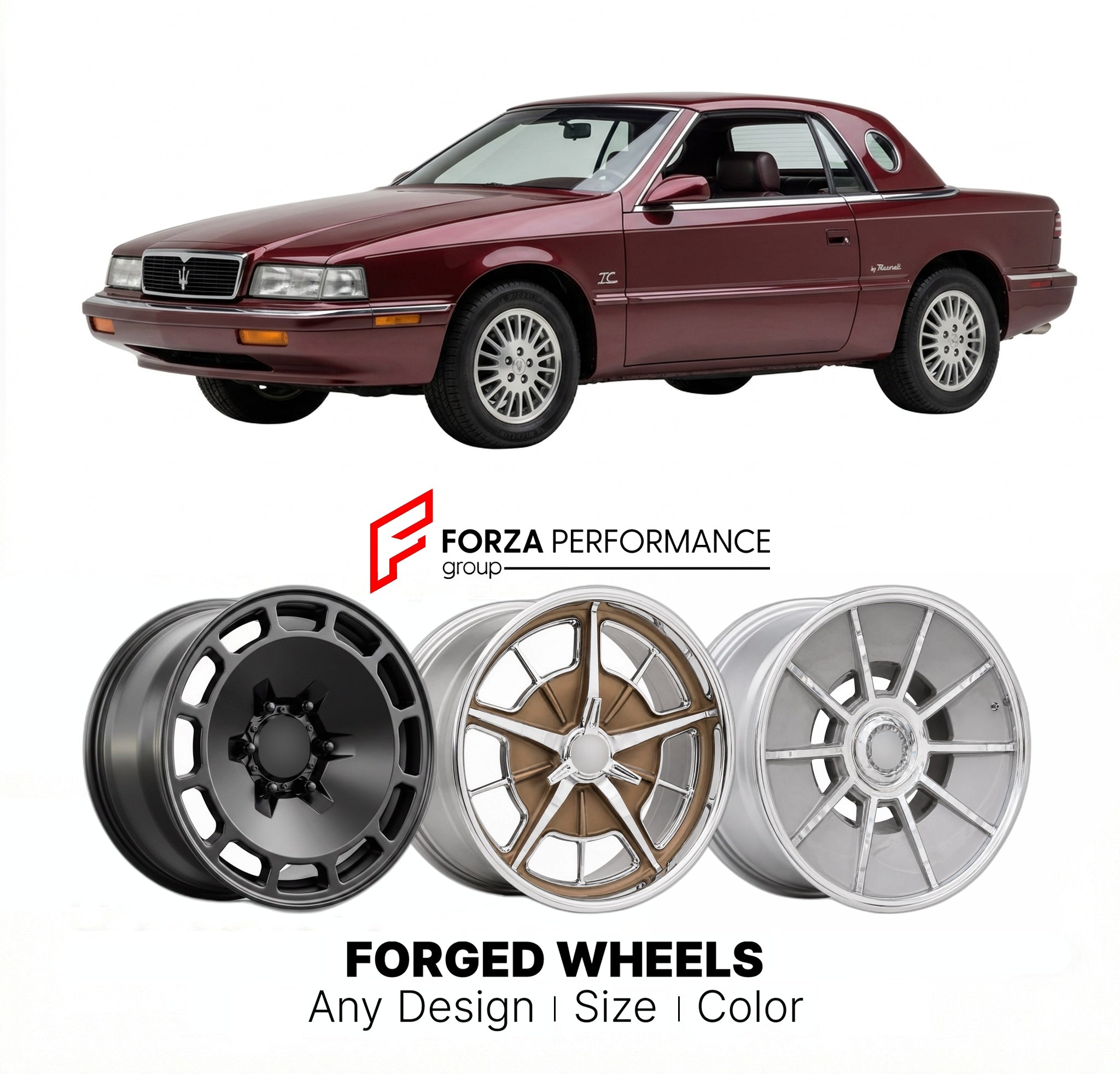 CUSTOM CLASSIC VINTAGE RESTOMOD RETRO OLD SCHOOL FORGED WHEELS RIMS for CHRYSLER TC BY MASERATI 1989 - 1990