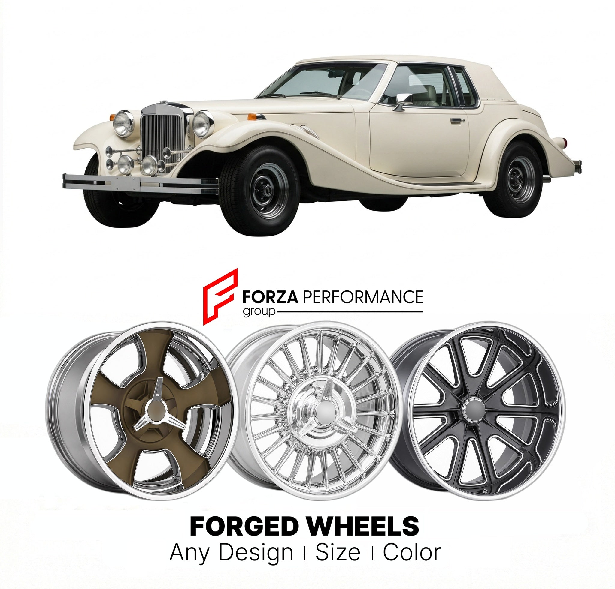 CUSTOM CLASSIC VINTAGE RESTOMOD RETRO OLD SCHOOL FORGED WHEELS RIMS for CLÉNET SERIES II 1980 - 1983