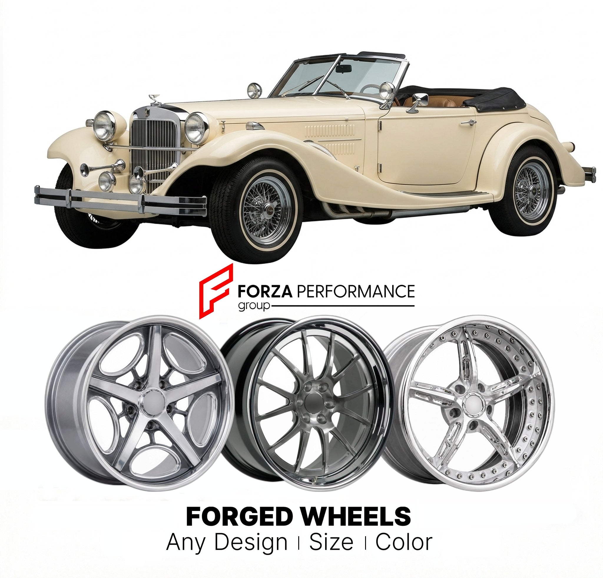 CUSTOM CLASSIC VINTAGE RESTOMOD RETRO OLD SCHOOL FORGED WHEELS RIMS for CLÉNET SERIES I 1976 - 1980