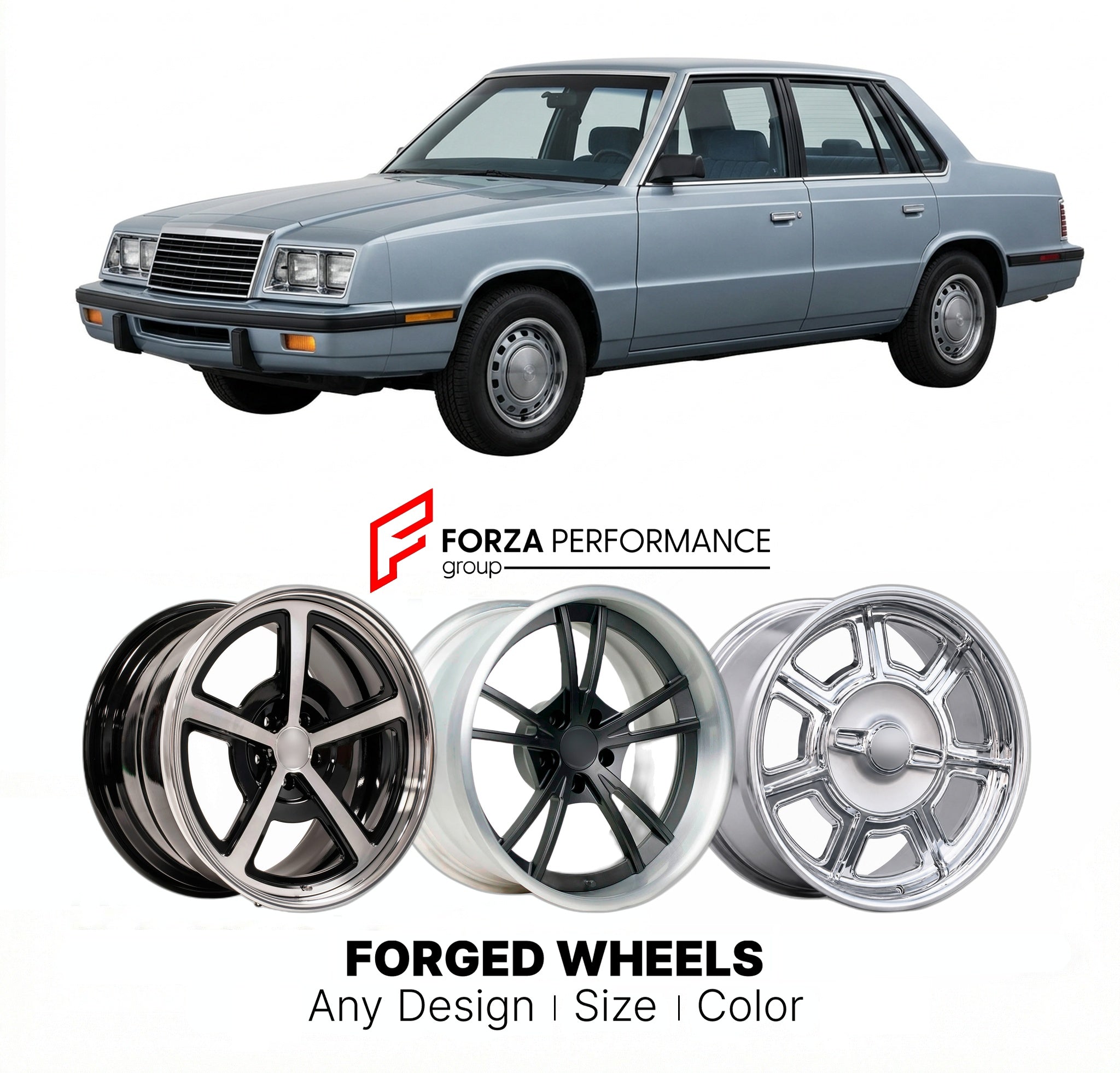 CUSTOM CLASSIC VINTAGE RESTOMOD RETRO OLD SCHOOL FORGED WHEELS RIMS for DODGE 600 1983 - 1988