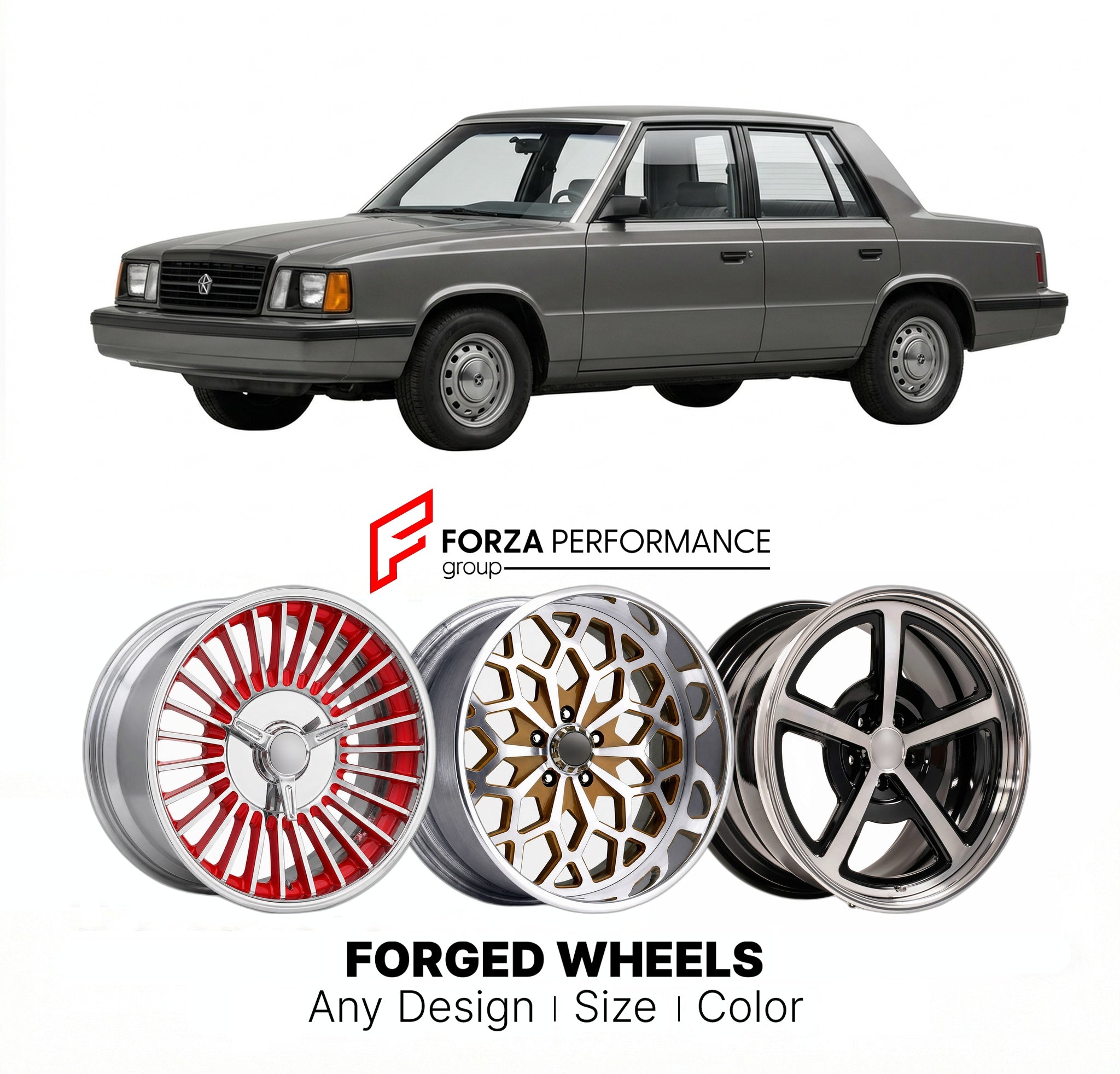 CUSTOM CLASSIC VINTAGE RESTOMOD RETRO OLD SCHOOL FORGED WHEELS RIMS for DODGE ARIES 1981 - 1989