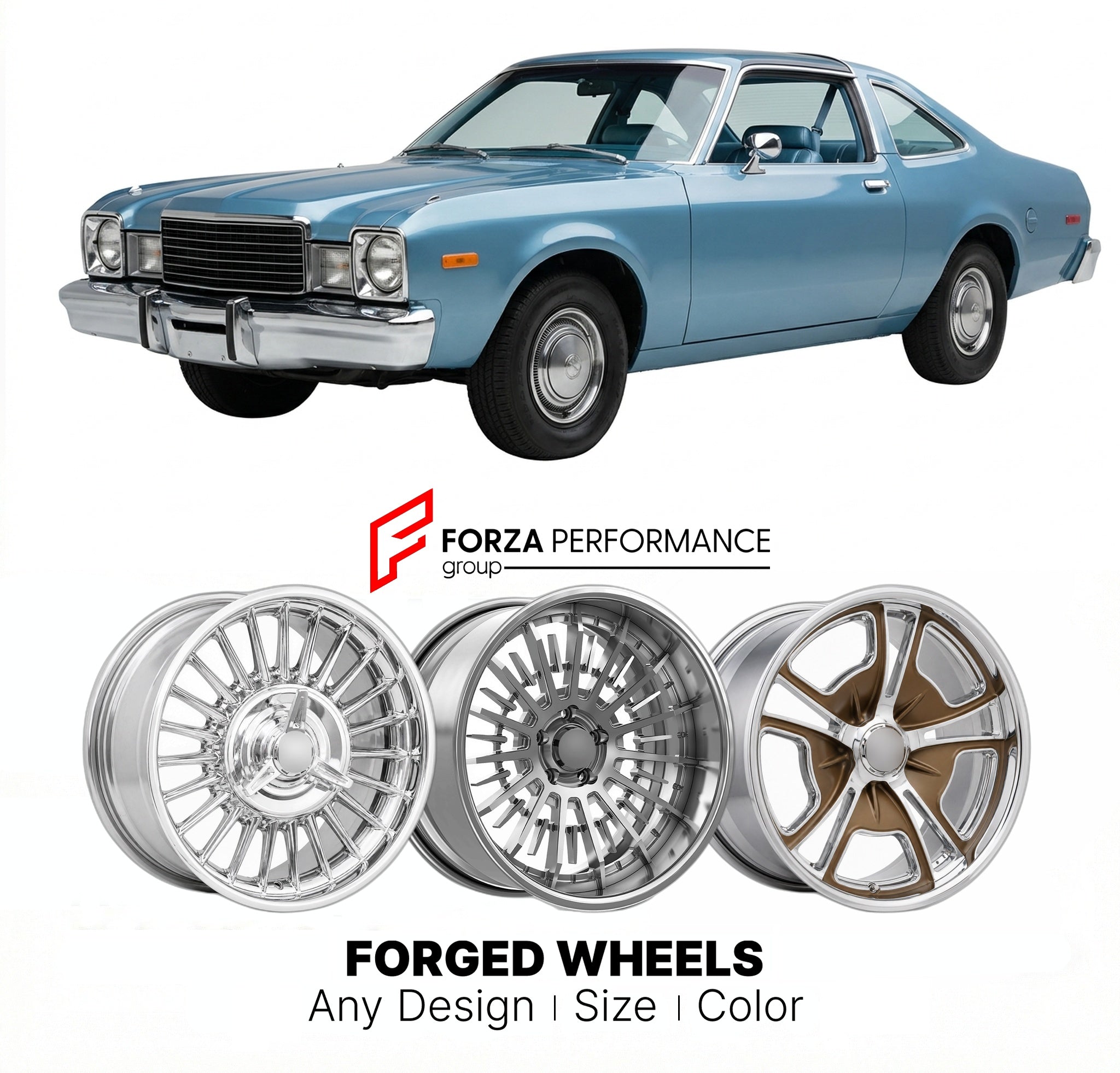 CUSTOM CLASSIC VINTAGE RESTOMOD RETRO OLD SCHOOL FORGED WHEELS RIMS for DODGE ASPEN 1976 - 1980