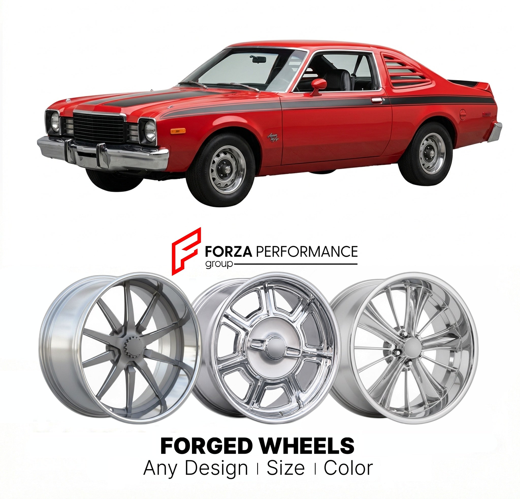 CUSTOM CLASSIC VINTAGE RESTOMOD RETRO OLD SCHOOL FORGED WHEELS RIMS for DODGE ASPEN R/T 1976 - 1980