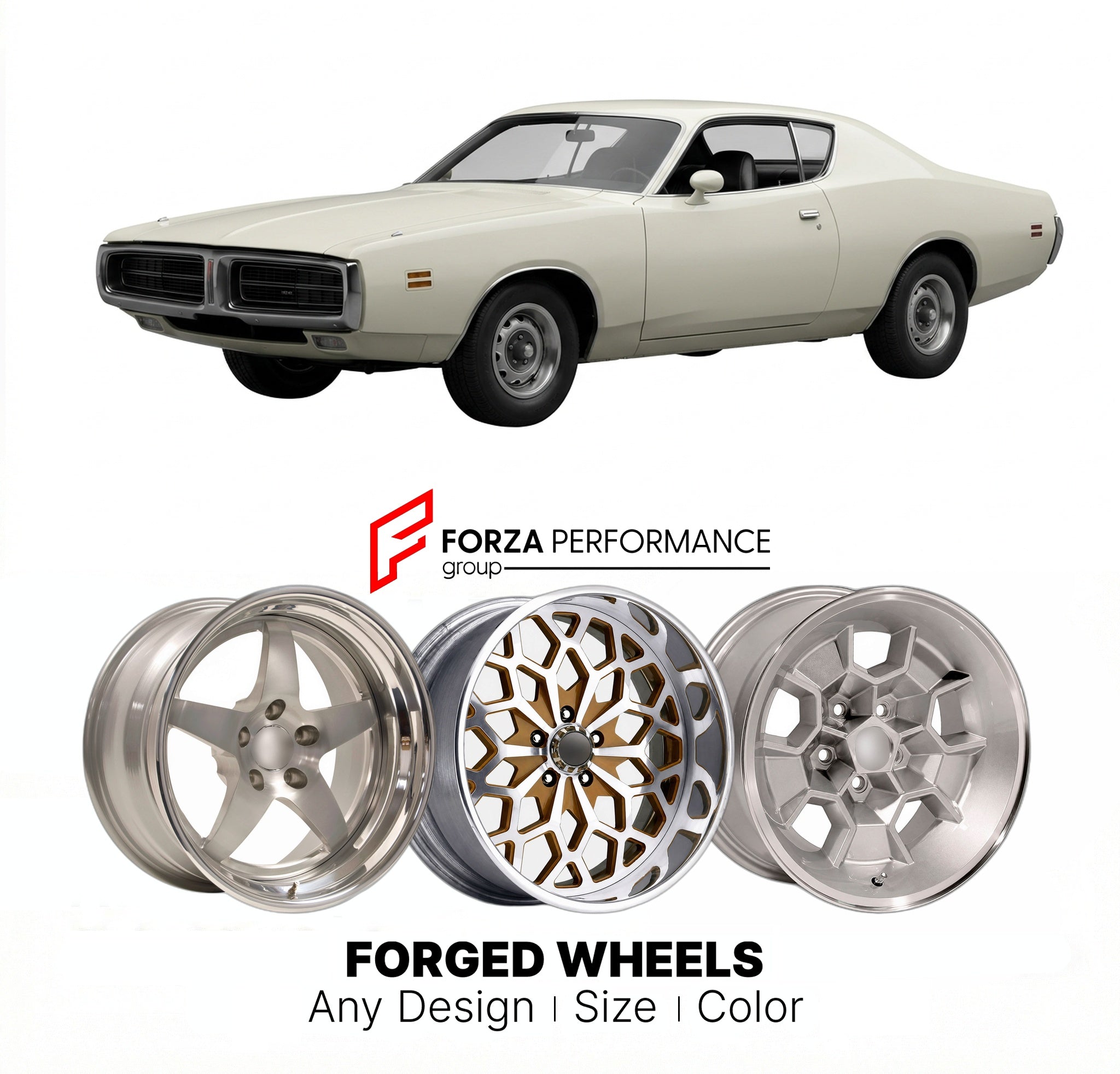 CUSTOM CLASSIC VINTAGE RESTOMOD RETRO OLD SCHOOL FORGED WHEELS RIMS for DODGE CHARGER SE 1971 - 1974