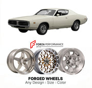 CUSTOM CLASSIC VINTAGE RESTOMOD RETRO OLD SCHOOL FORGED WHEELS RIMS for DODGE CHARGER SE 1971 - 1974