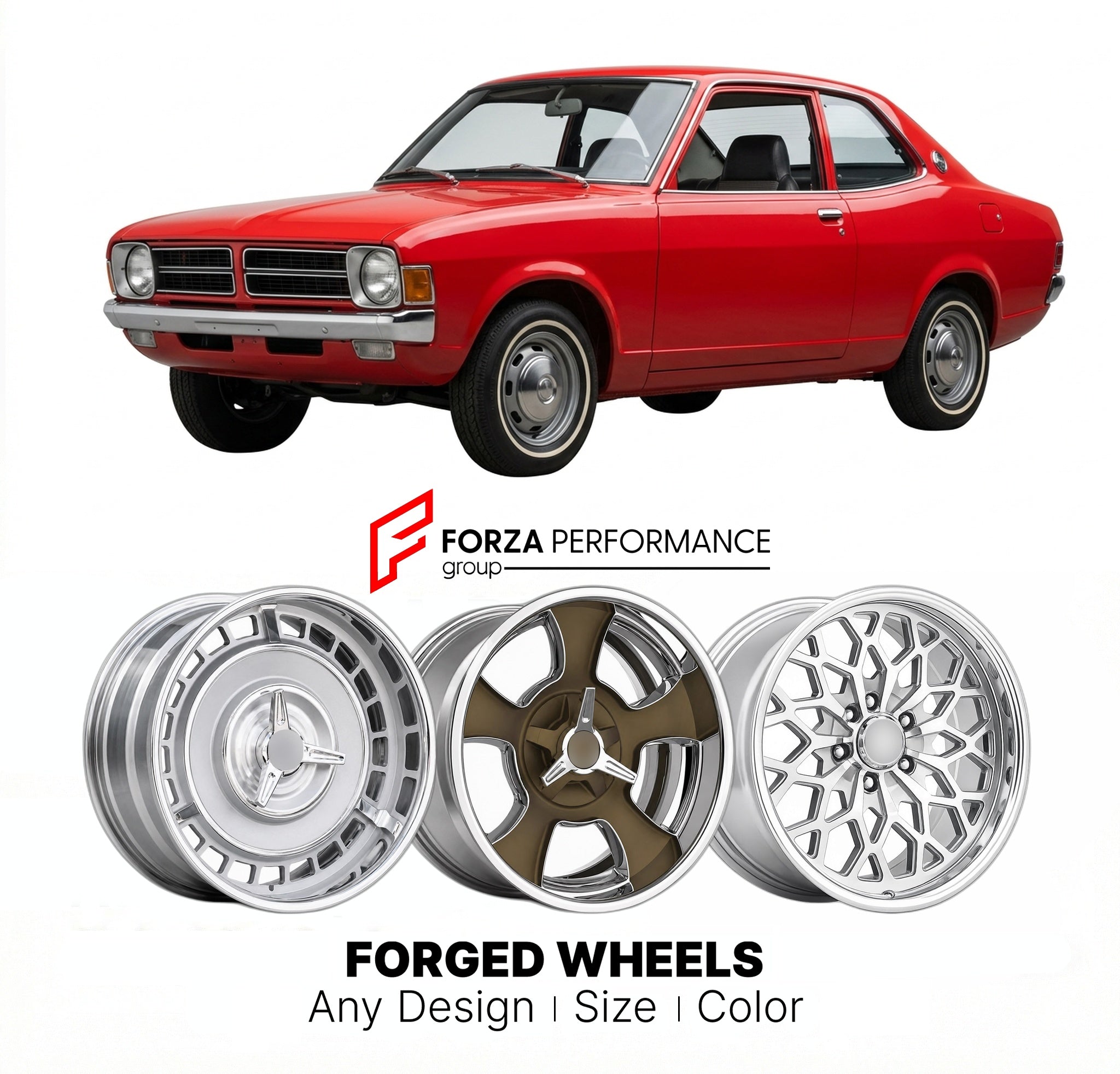 CUSTOM CLASSIC VINTAGE RESTOMOD RETRO OLD SCHOOL FORGED WHEELS RIMS for DODGE COLT 1970 - 1990