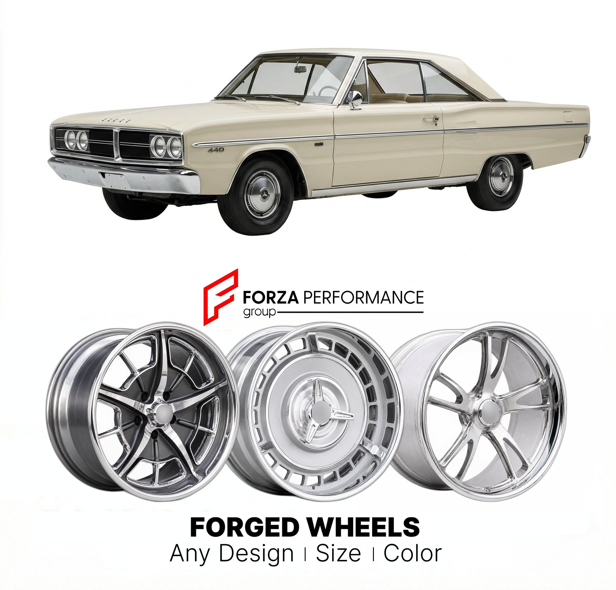 CUSTOM CLASSIC VINTAGE RESTOMOD RETRO OLD SCHOOL FORGED WHEELS RIMS for DODGE CORONET 440 1966 - 1970