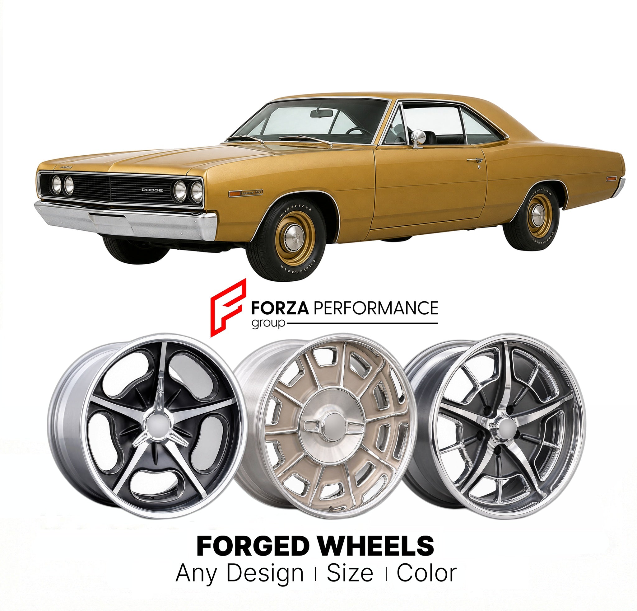 CUSTOM CLASSIC VINTAGE RESTOMOD RETRO OLD SCHOOL FORGED WHEELS RIMS for DODGE CORONET 500 1971 - 1976