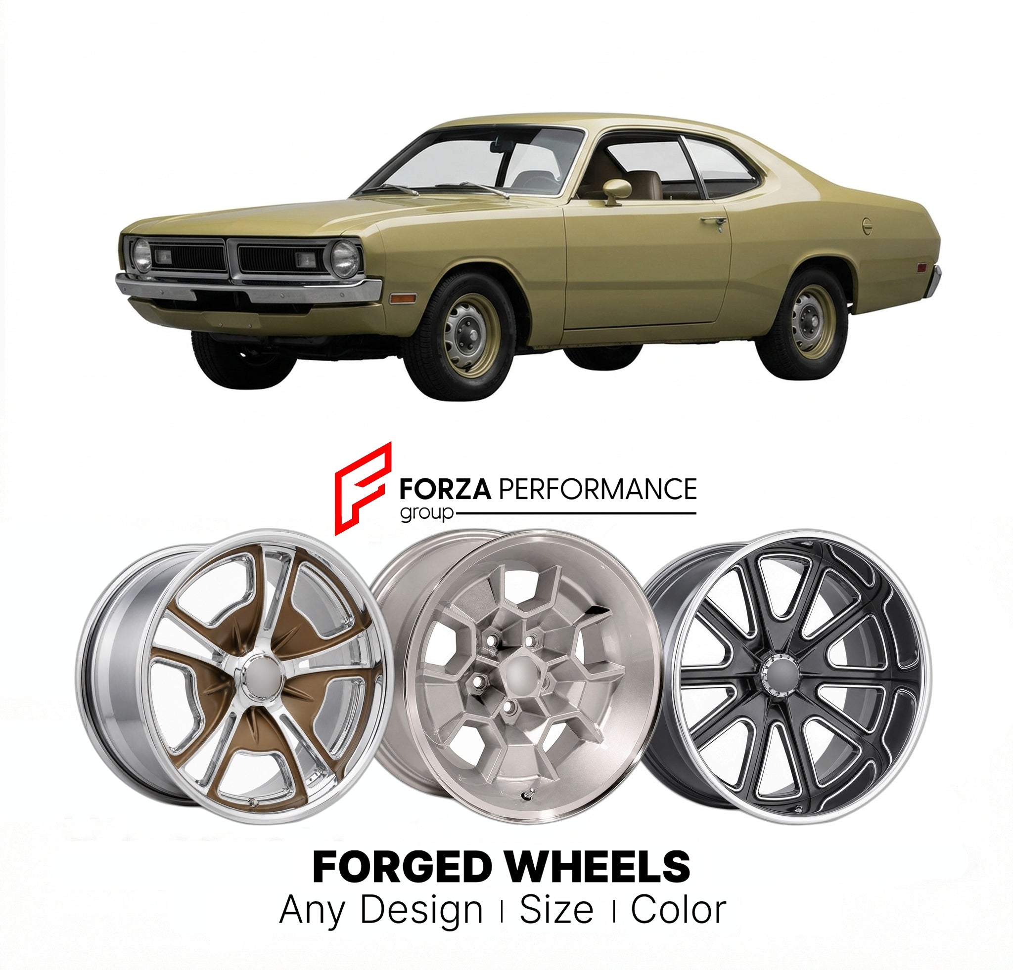CUSTOM CLASSIC VINTAGE RESTOMOD RETRO OLD SCHOOL FORGED WHEELS RIMS for DODGE DART DEMON 1971 - 1972
