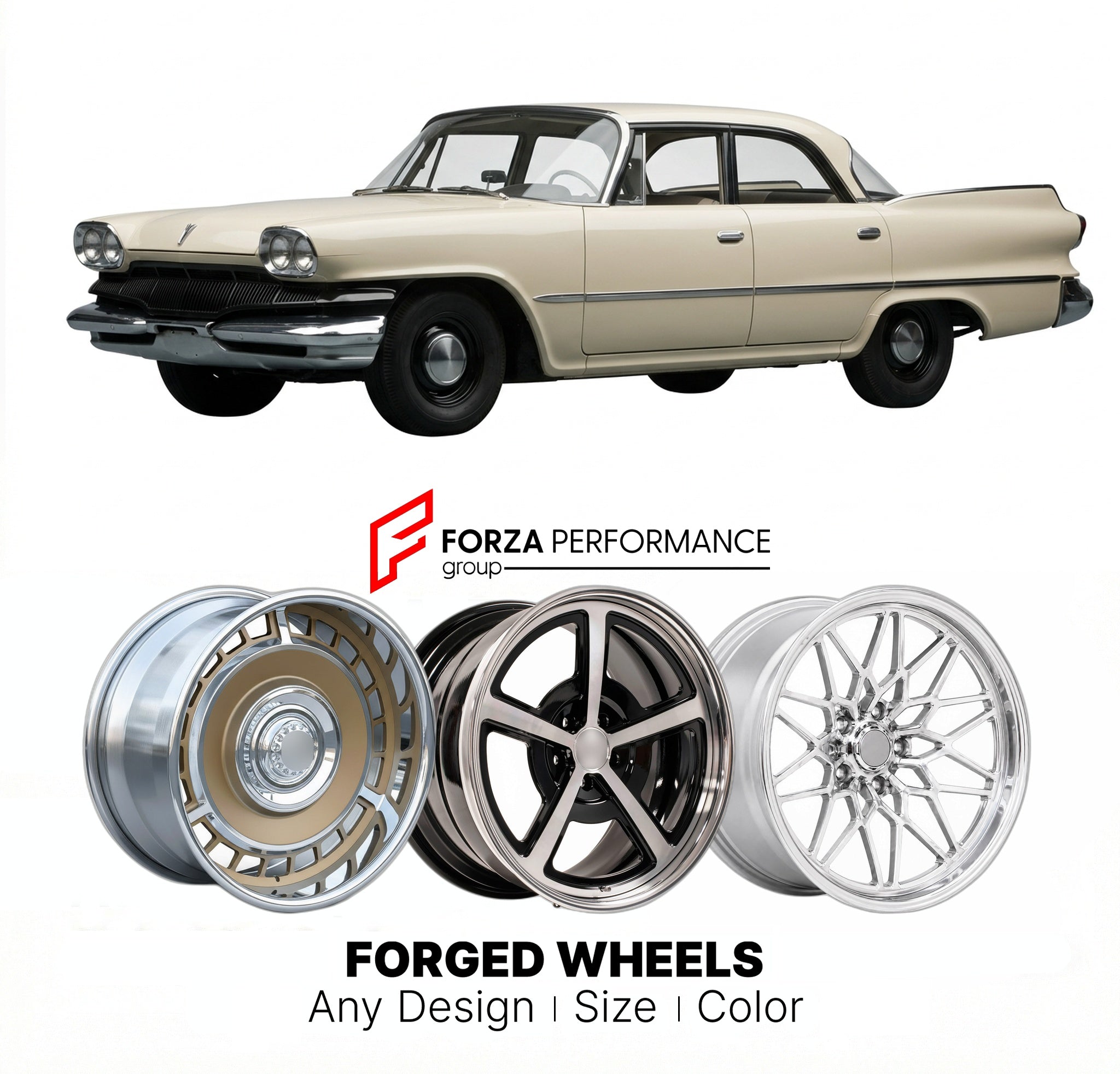 CUSTOM CLASSIC VINTAGE RESTOMOD RETRO OLD SCHOOL FORGED WHEELS RIMS for DODGE DART PHOENIX 1960 - 1961