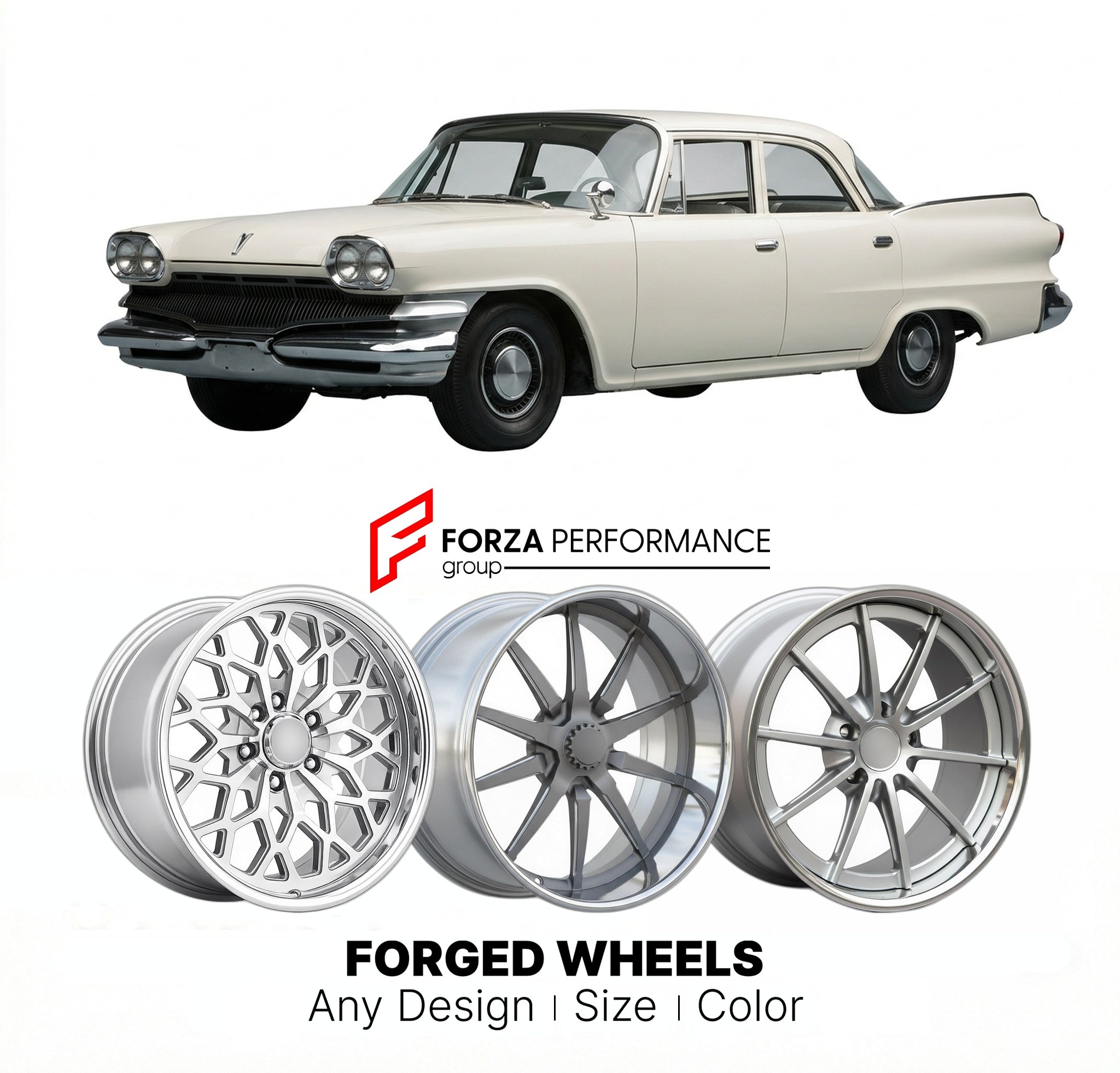 CUSTOM CLASSIC VINTAGE RESTOMOD RETRO OLD SCHOOL FORGED WHEELS RIMS for DODGE DART SENECA 1960 - 1961