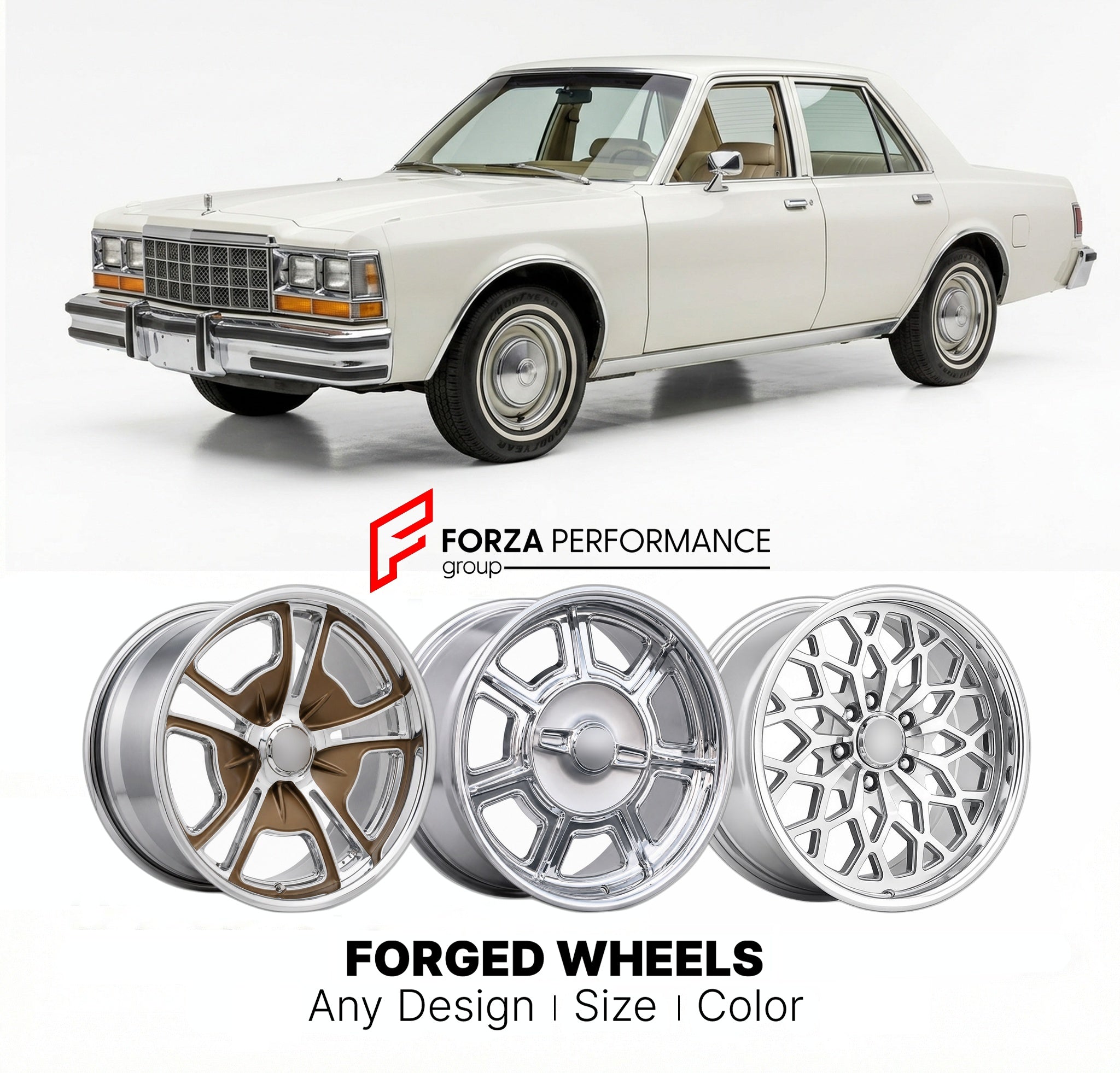 CUSTOM CLASSIC VINTAGE RESTOMOD RETRO OLD SCHOOL FORGED WHEELS RIMS for DODGE DIPLOMAT 1977 - 1989