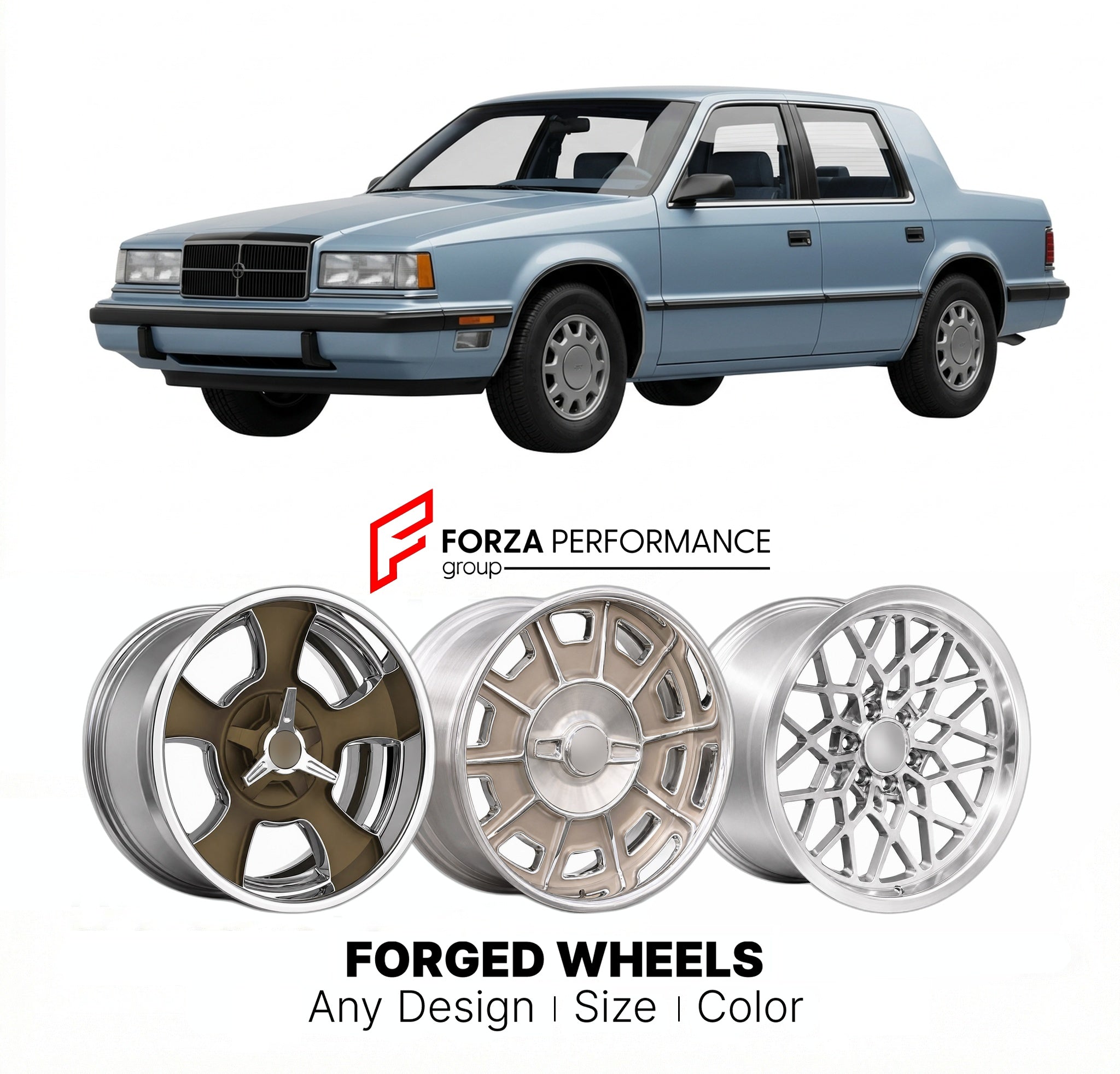 CUSTOM CLASSIC VINTAGE RESTOMOD RETRO OLD SCHOOL FORGED WHEELS RIMS for DODGE DYNASTY 1988 - 1990