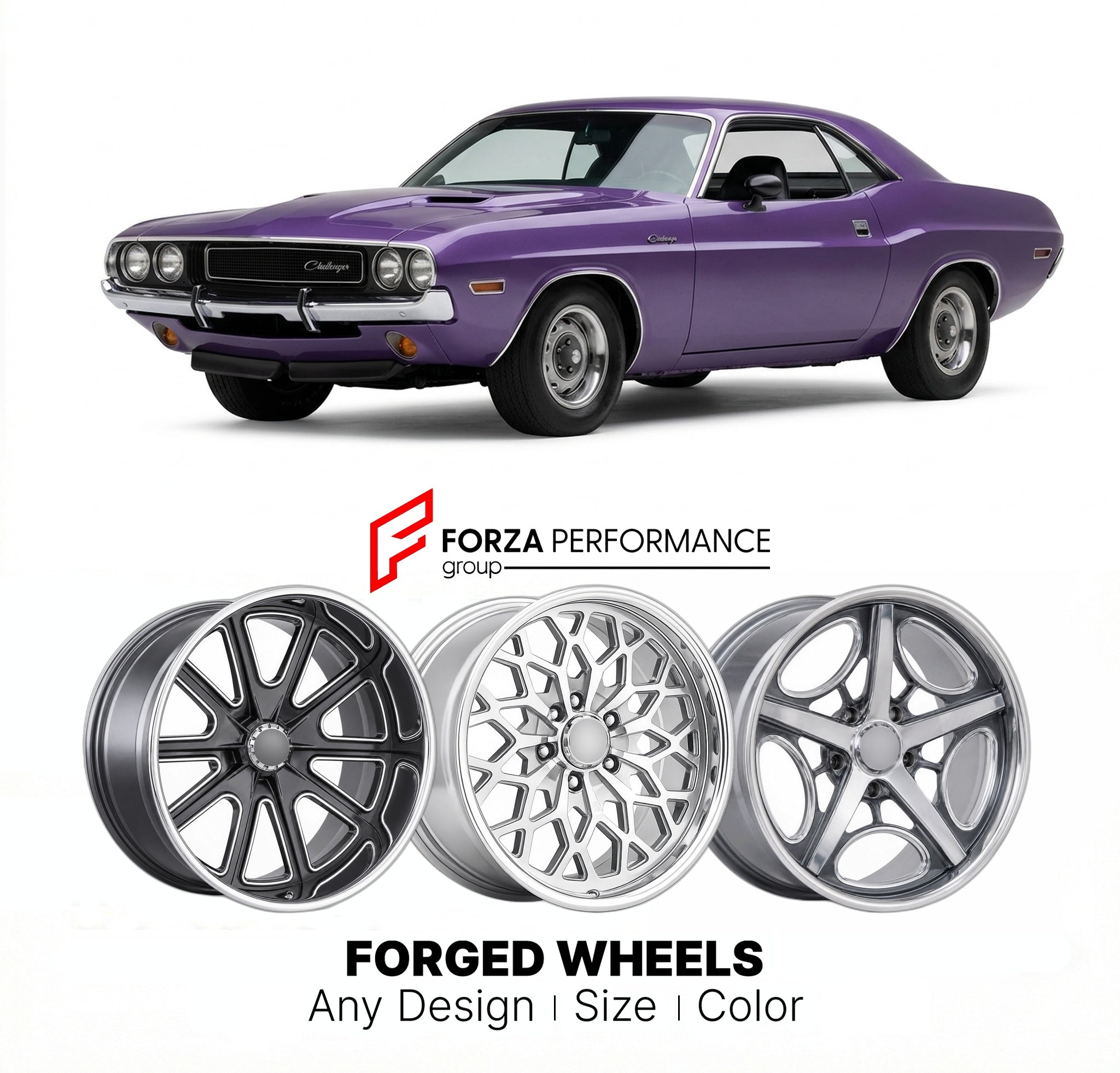 CUSTOM CLASSIC VINTAGE RESTOMOD RETRO OLD SCHOOL FORGED WHEELS RIMS for DODGE HEMI CHALLENGER 1970 - 1971