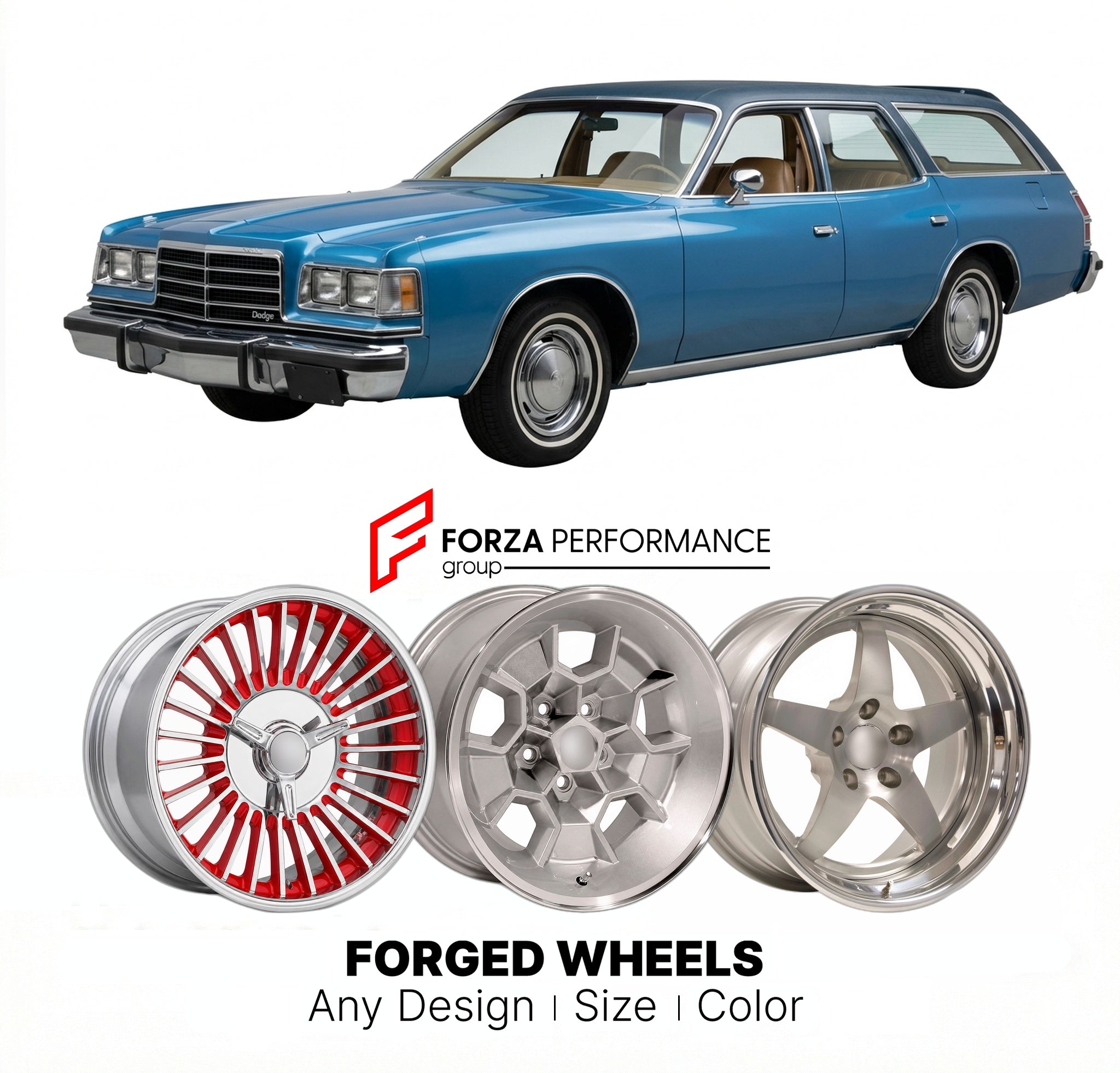 CUSTOM CLASSIC VINTAGE RESTOMOD RETRO OLD SCHOOL FORGED WHEELS RIMS for DODGE MAGNUM 1978 - 1979