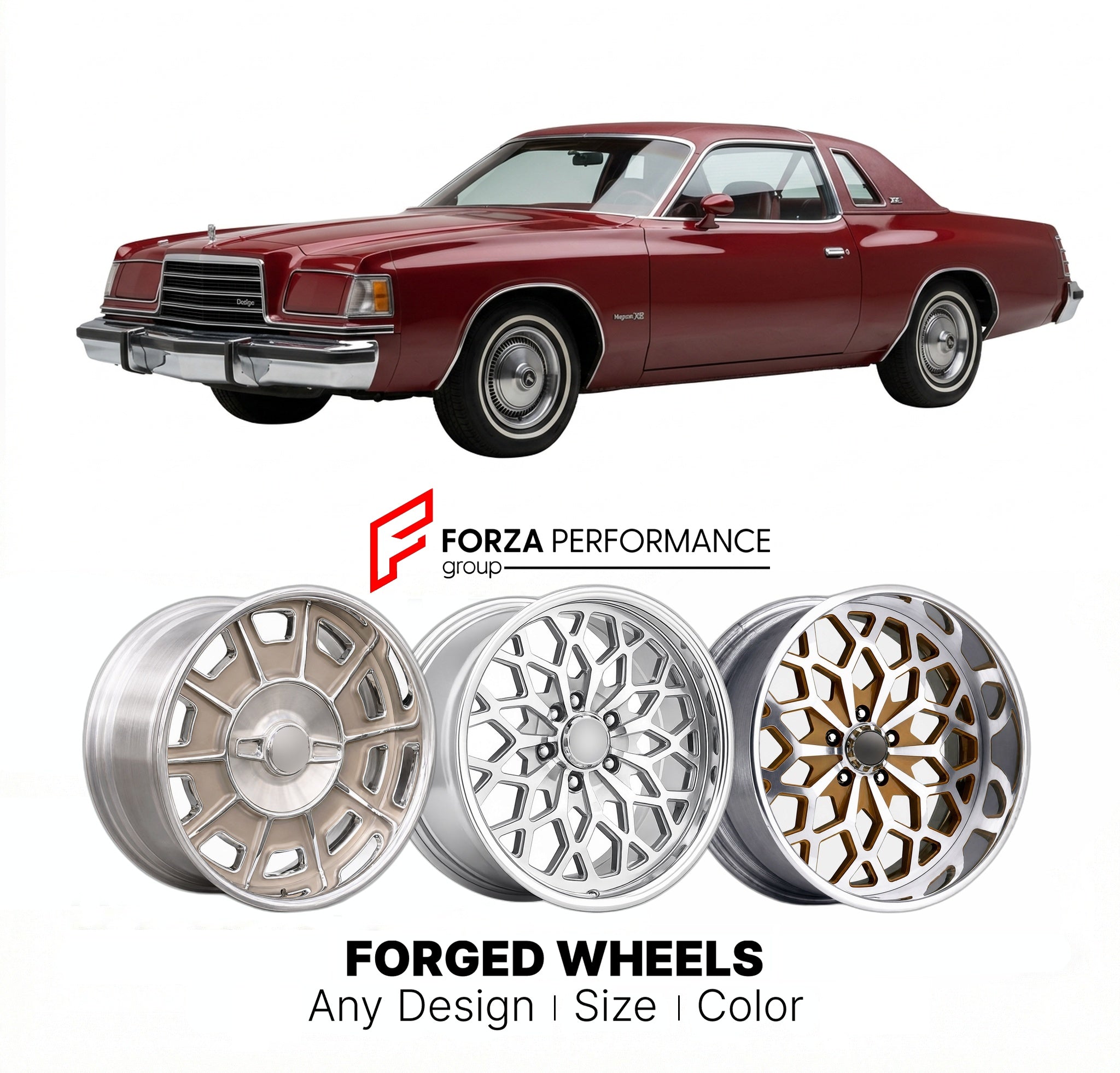 CUSTOM CLASSIC VINTAGE RESTOMOD RETRO OLD SCHOOL FORGED WHEELS RIMS for DODGE MAGNUM XE 1978 - 1979