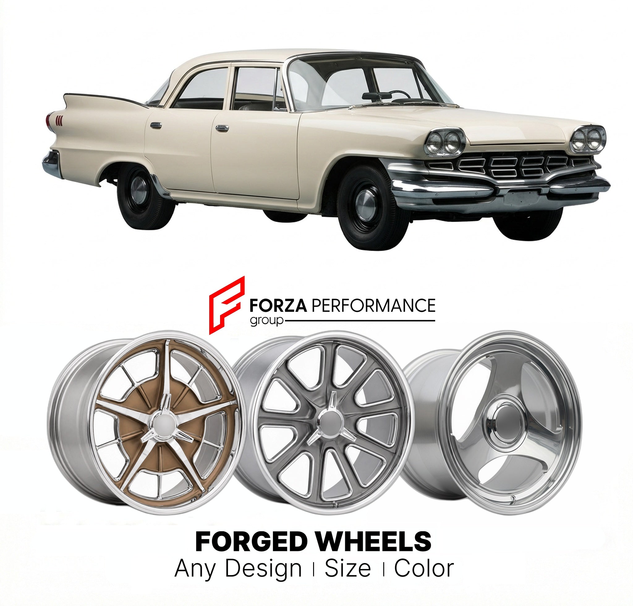 CUSTOM CLASSIC VINTAGE RESTOMOD RETRO OLD SCHOOL FORGED WHEELS RIMS for DODGE MATADOR 1960 - 1961