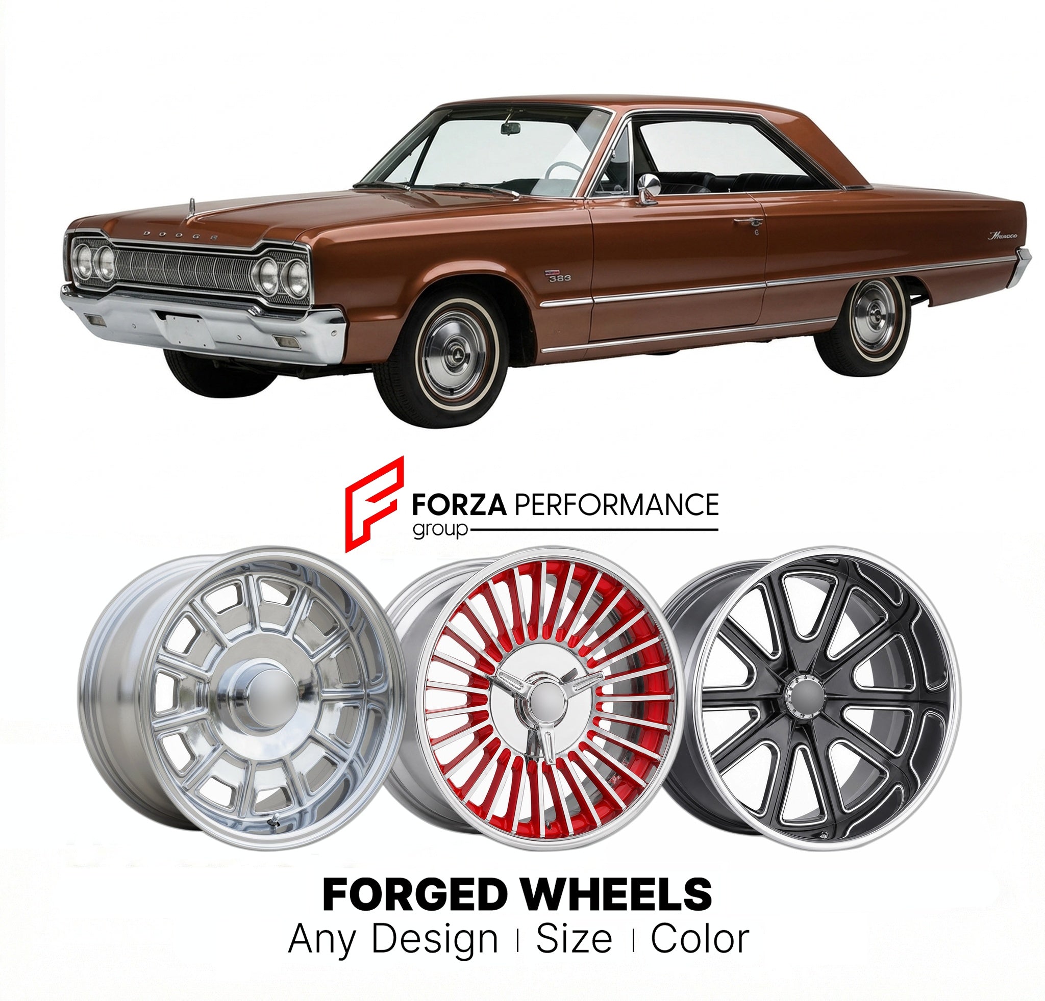 CUSTOM CLASSIC VINTAGE RESTOMOD RETRO OLD SCHOOL FORGED WHEELS RIMS for DODGE MONACO 1965 - 1968