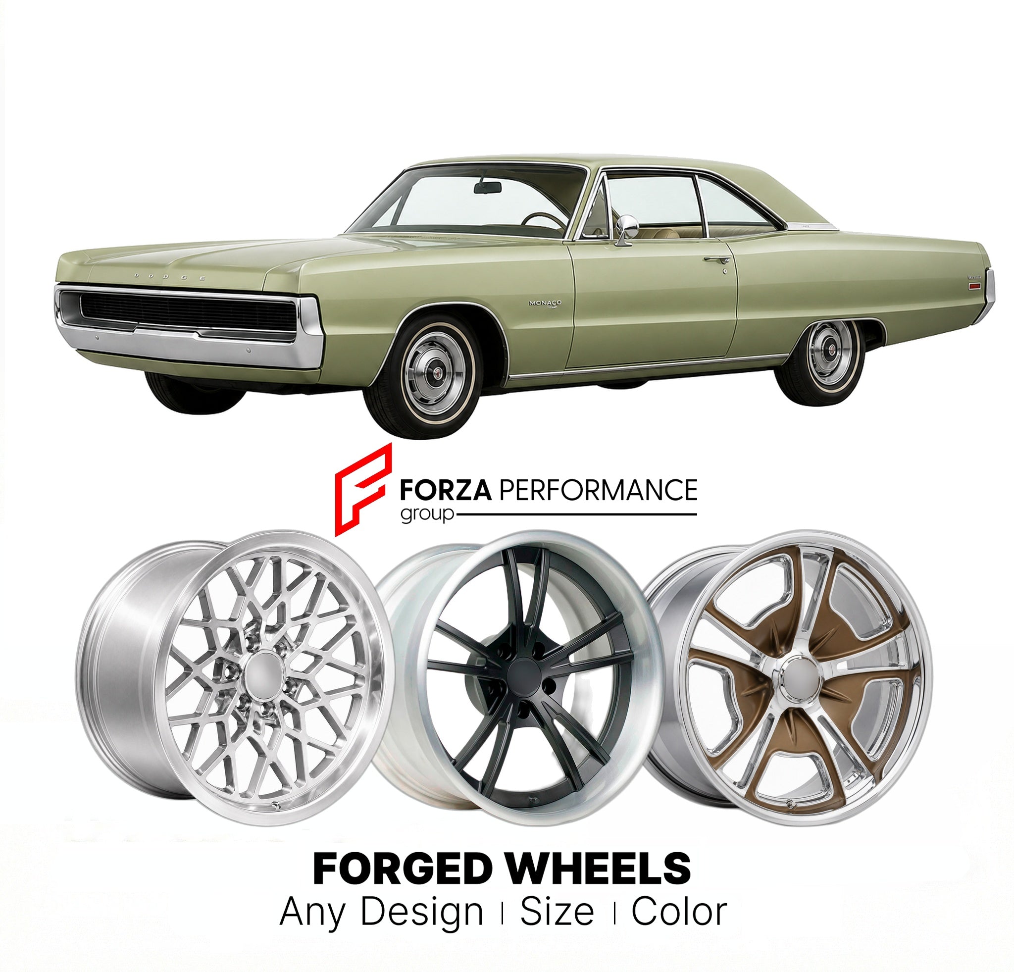 CUSTOM CLASSIC VINTAGE RESTOMOD RETRO OLD SCHOOL FORGED WHEELS RIMS for DODGE MONACO 1969 - 1973