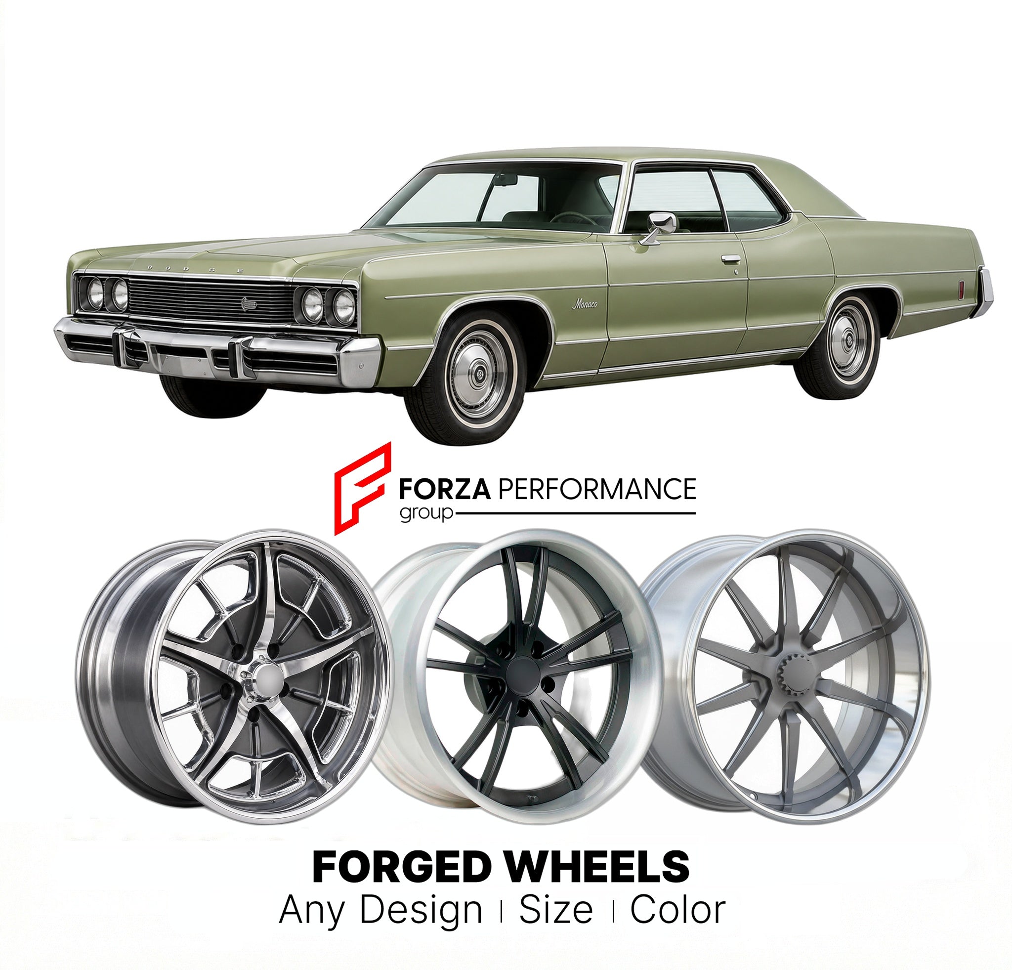 CUSTOM CLASSIC VINTAGE RESTOMOD RETRO OLD SCHOOL FORGED WHEELS RIMS for DODGE MONACO 1974 - 1976