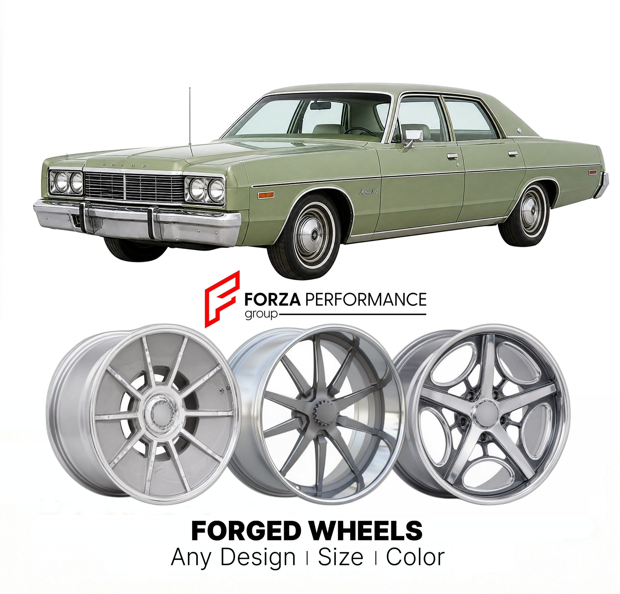 CUSTOM CLASSIC VINTAGE RESTOMOD RETRO OLD SCHOOL FORGED WHEELS RIMS for DODGE MONACO 500 1974 - 1976