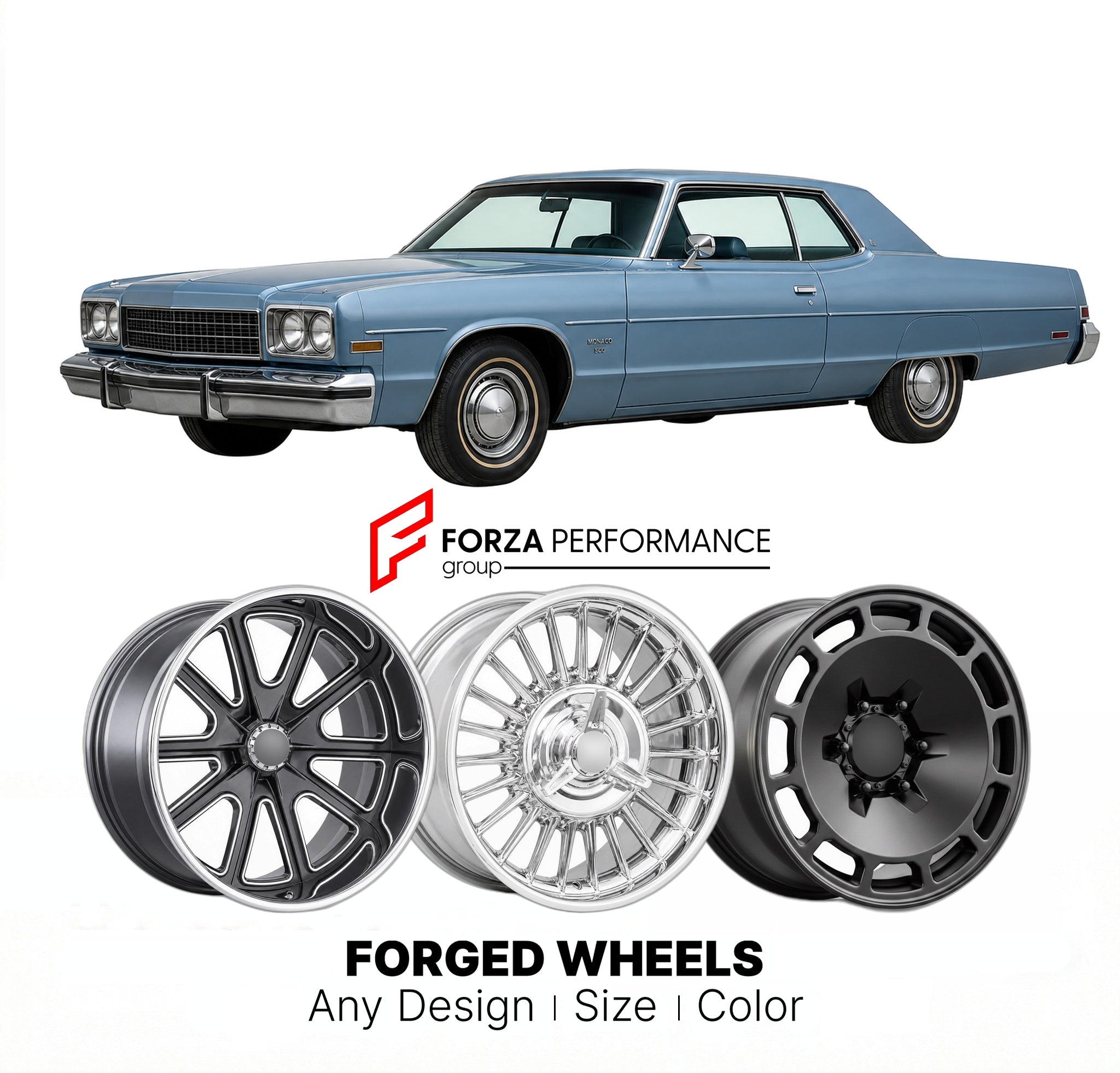 CUSTOM CLASSIC VINTAGE RESTOMOD RETRO OLD SCHOOL FORGED WHEELS RIMS for DODGE MONACO 500 1977 - 1978