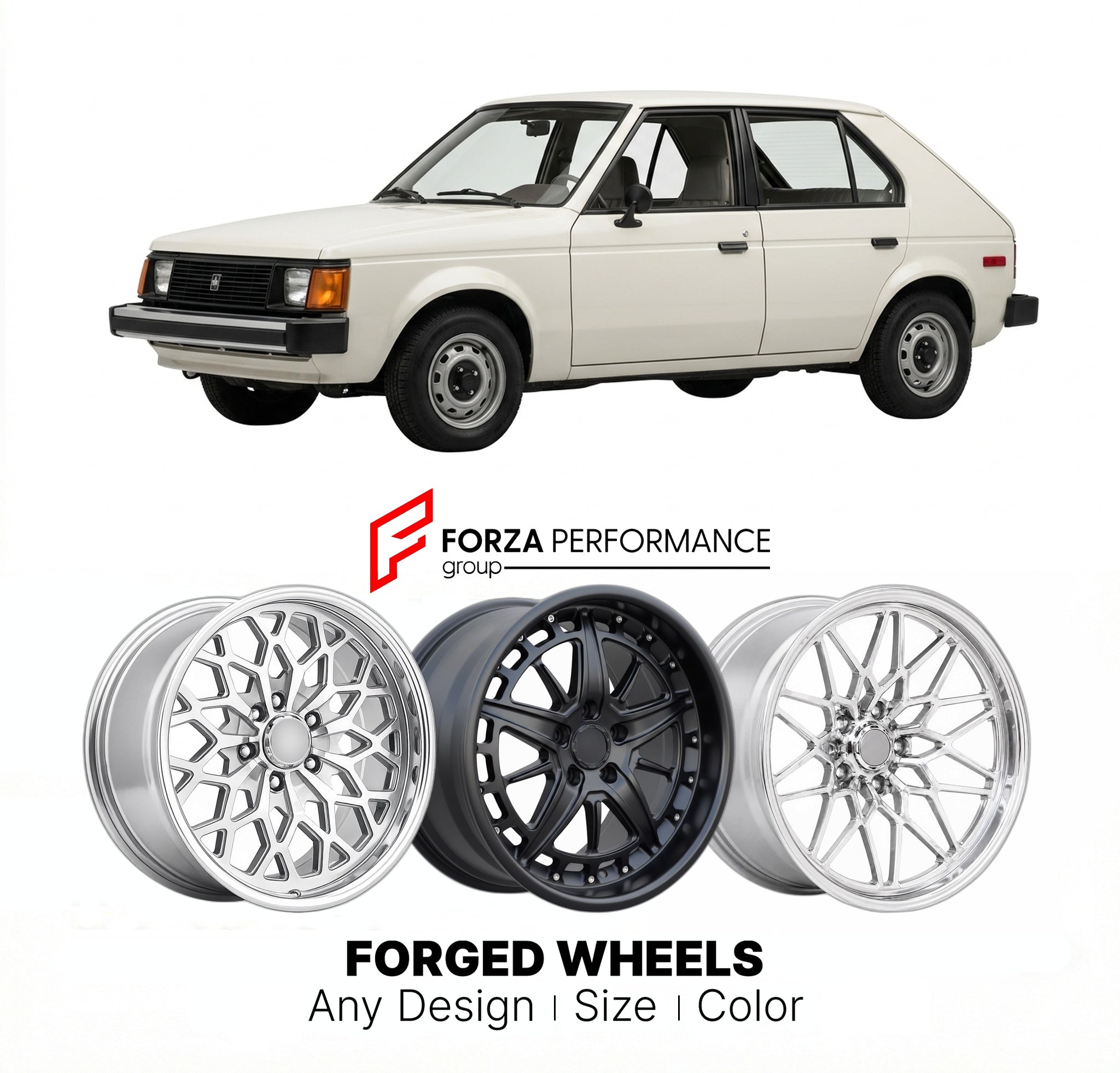 CUSTOM CLASSIC VINTAGE RESTOMOD RETRO OLD SCHOOL FORGED WHEELS RIMS for DODGE OMNI 1978 - 1990