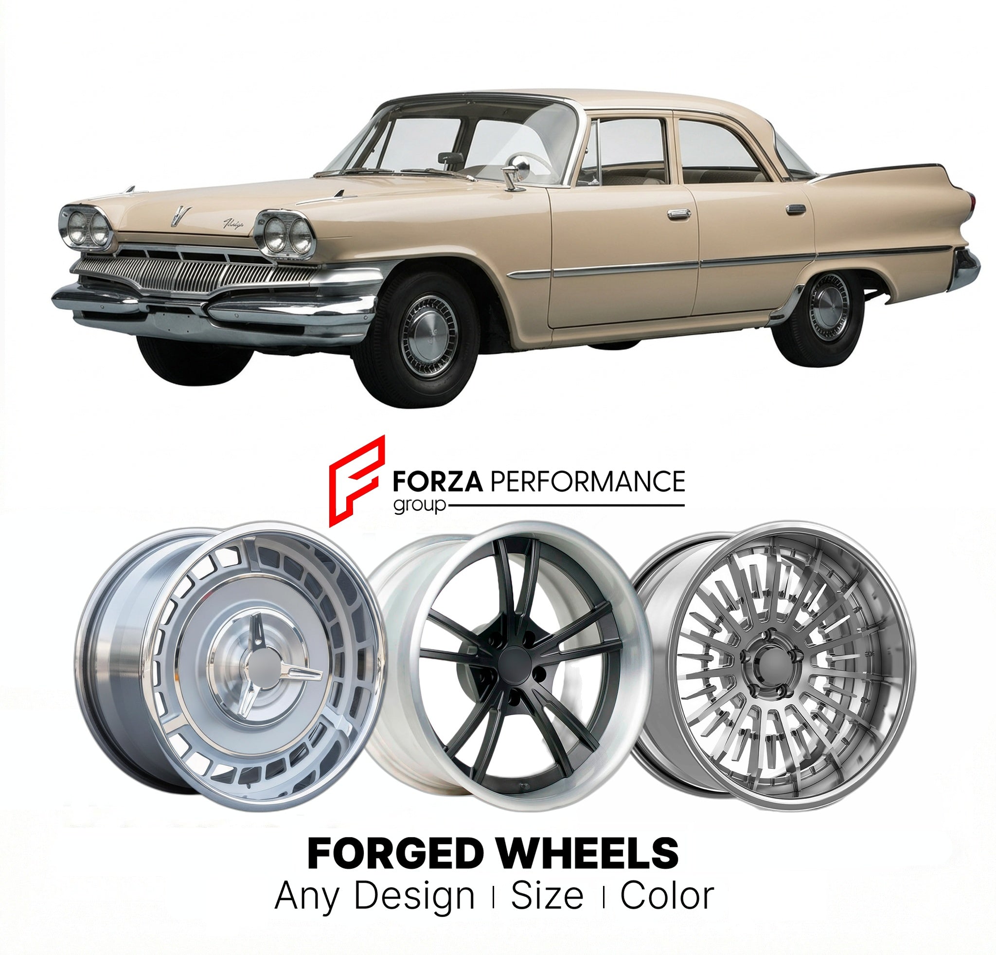 CUSTOM CLASSIC VINTAGE RESTOMOD RETRO OLD SCHOOL FORGED WHEELS RIMS for DODGE PHOENIX 1960 - 1961