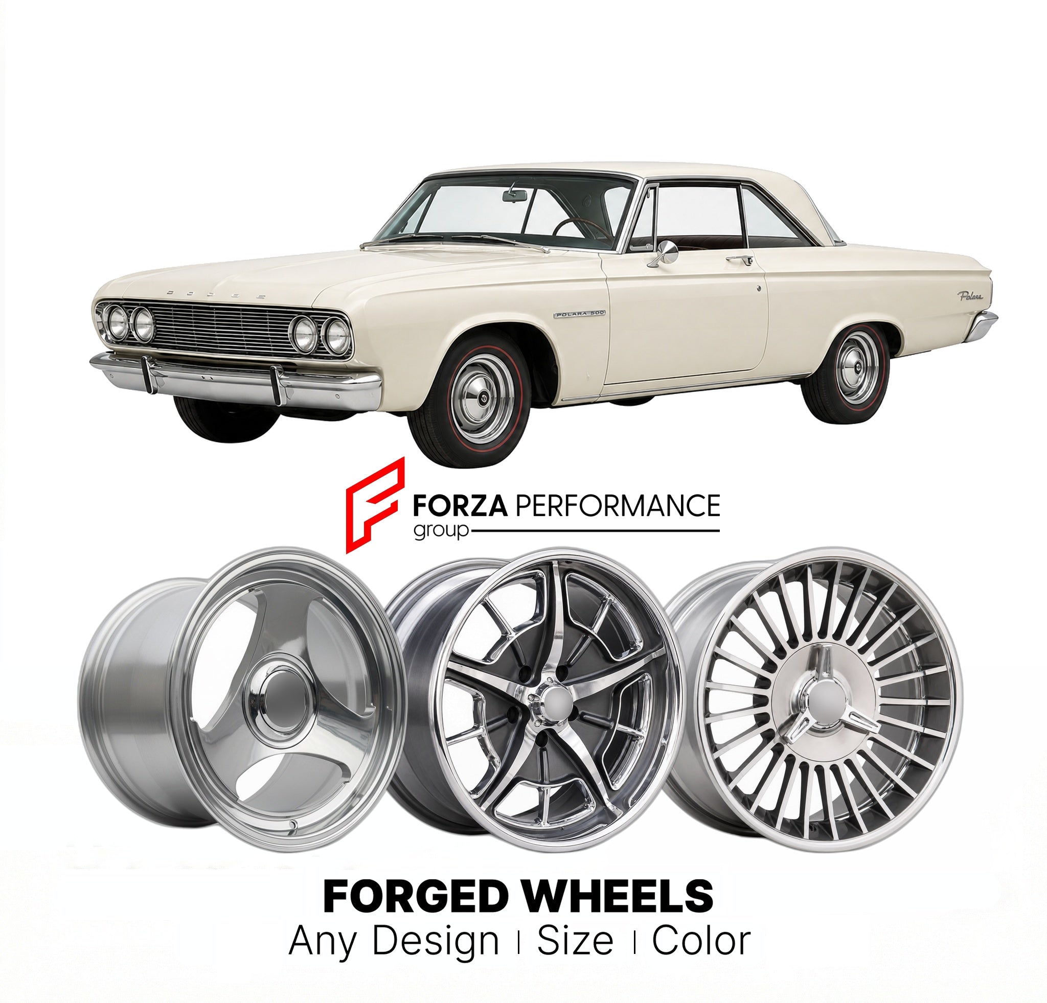 CUSTOM CLASSIC VINTAGE RESTOMOD RETRO OLD SCHOOL FORGED WHEELS RIMS for DODGE POLARA 500 1962 - 1964