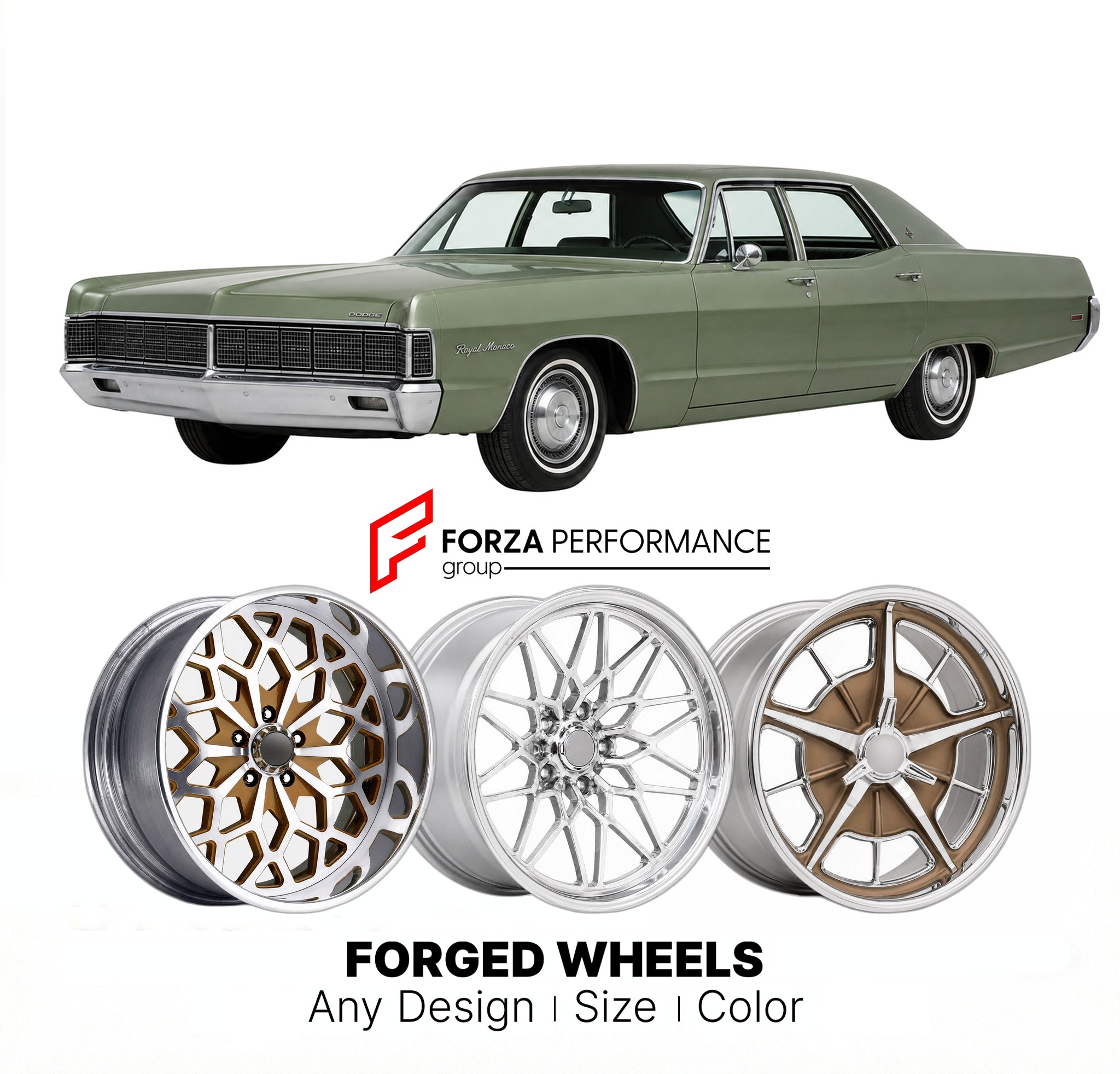 CUSTOM CLASSIC VINTAGE RESTOMOD RETRO OLD SCHOOL FORGED WHEELS RIMS for DODGE ROYAL MONACO 1969 - 1973