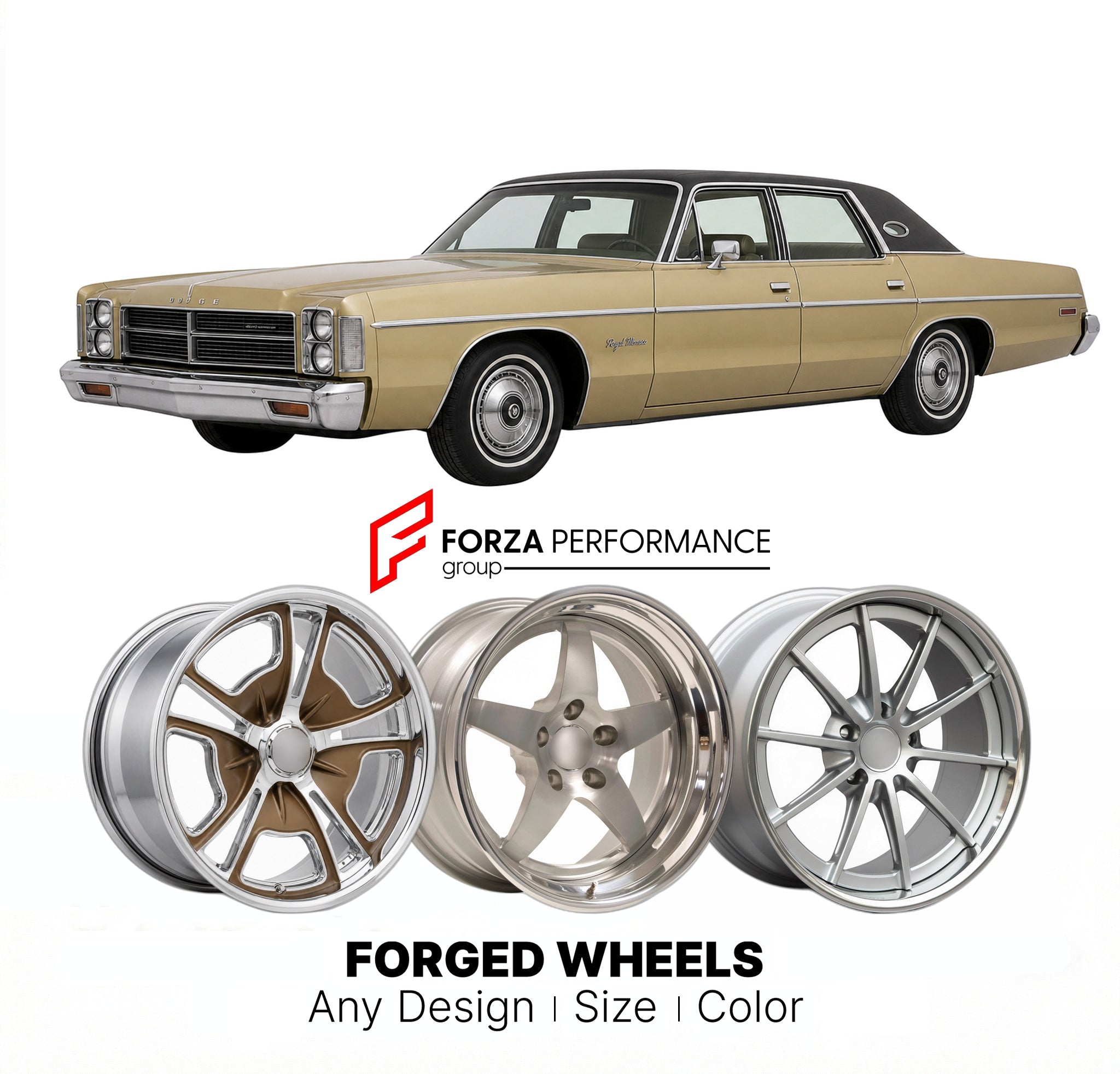 CUSTOM CLASSIC VINTAGE RESTOMOD RETRO OLD SCHOOL FORGED WHEELS RIMS for DODGE ROYAL MONACO 1977 - 1978