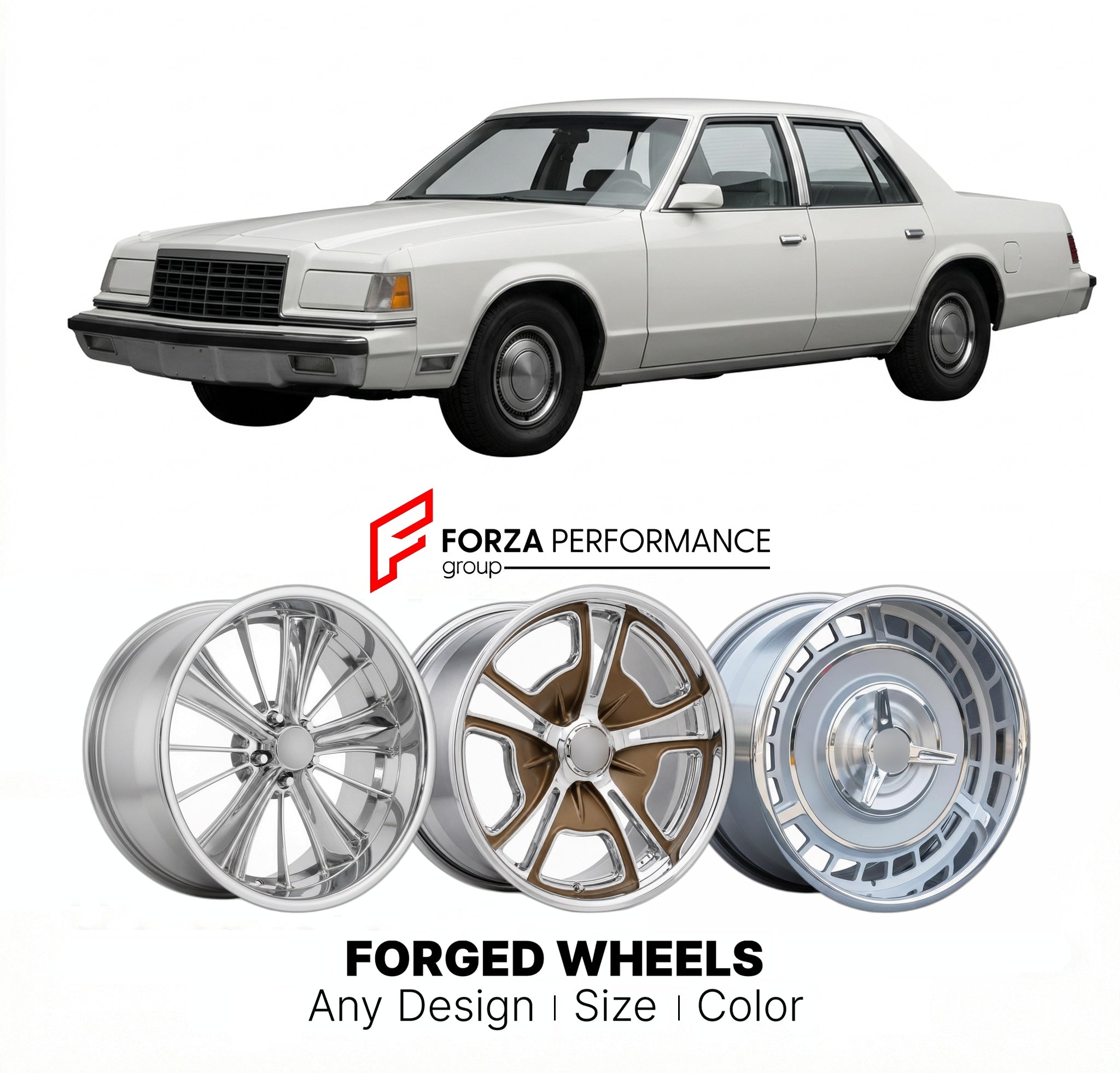 CUSTOM CLASSIC VINTAGE RESTOMOD RETRO OLD SCHOOL FORGED WHEELS RIMS for DODGE ST. REGIS 1979 - 1981