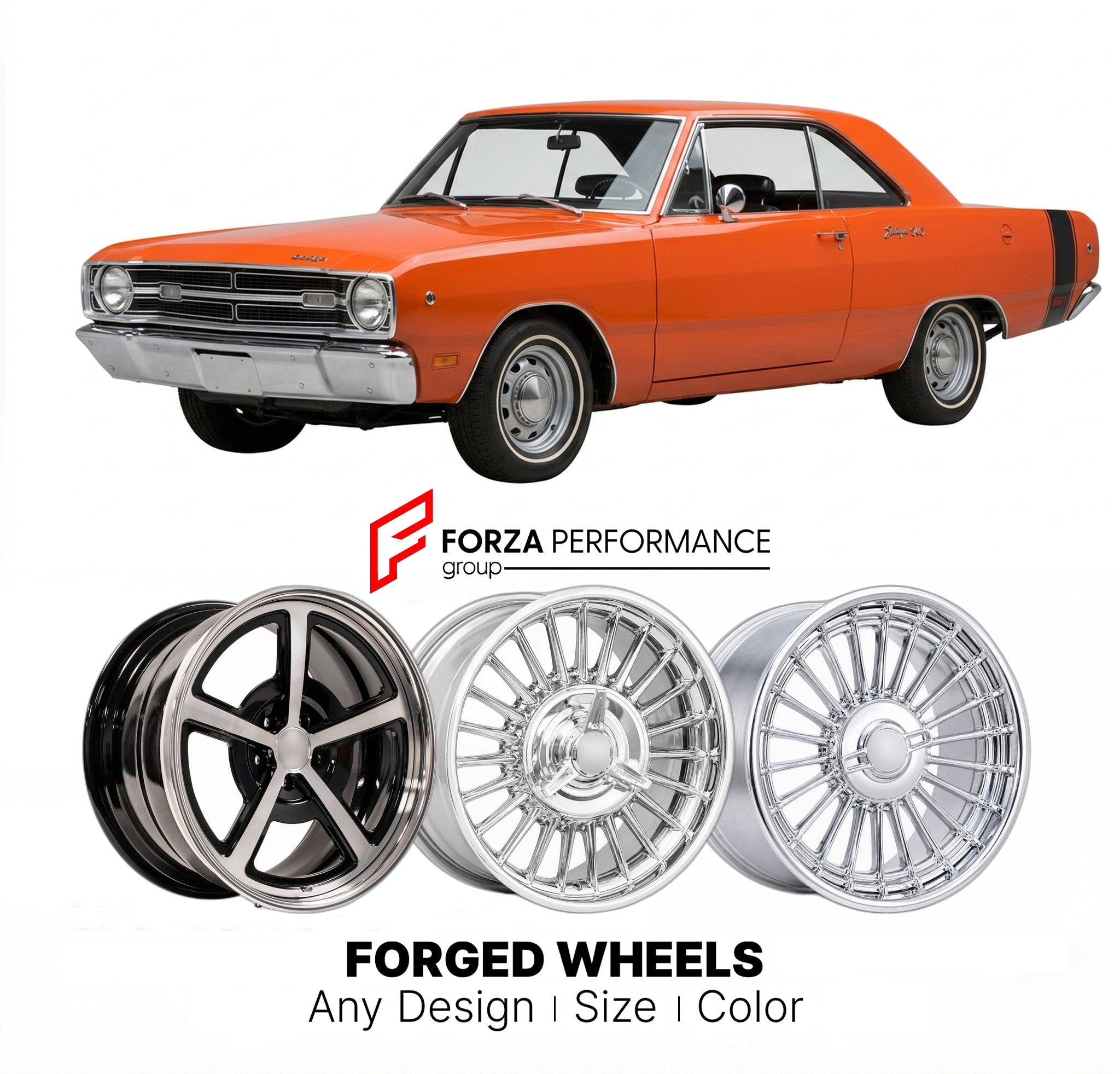 CUSTOM CLASSIC VINTAGE RESTOMOD RETRO OLD SCHOOL FORGED WHEELS RIMS for DODGE SWINGER 1969 - 1976