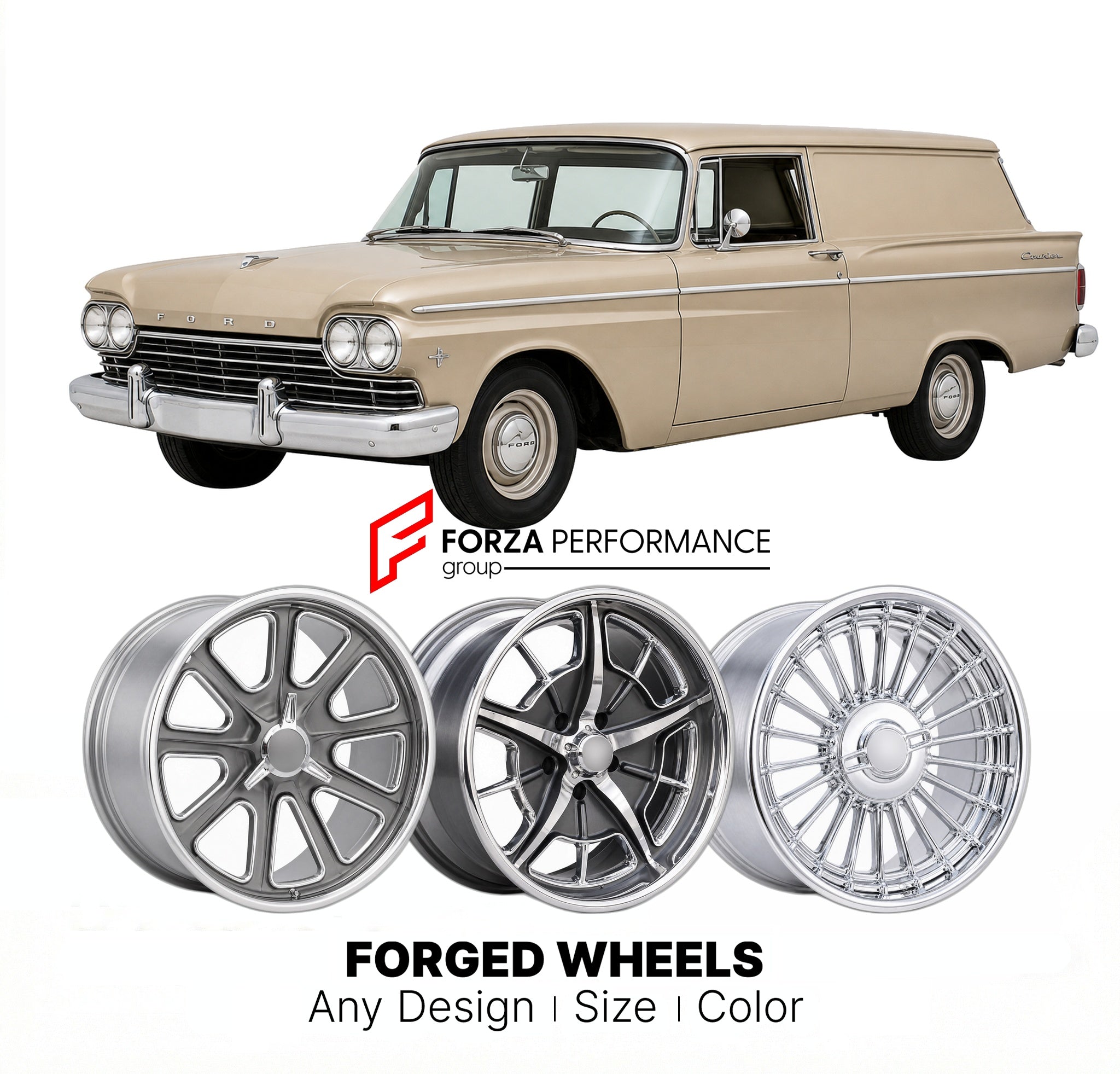 CUSTOM CLASSIC VINTAGE RESTOMOD RETRO OLD SCHOOL FORGED WHEELS RIMS for FORD COURIER 1958 - 1961