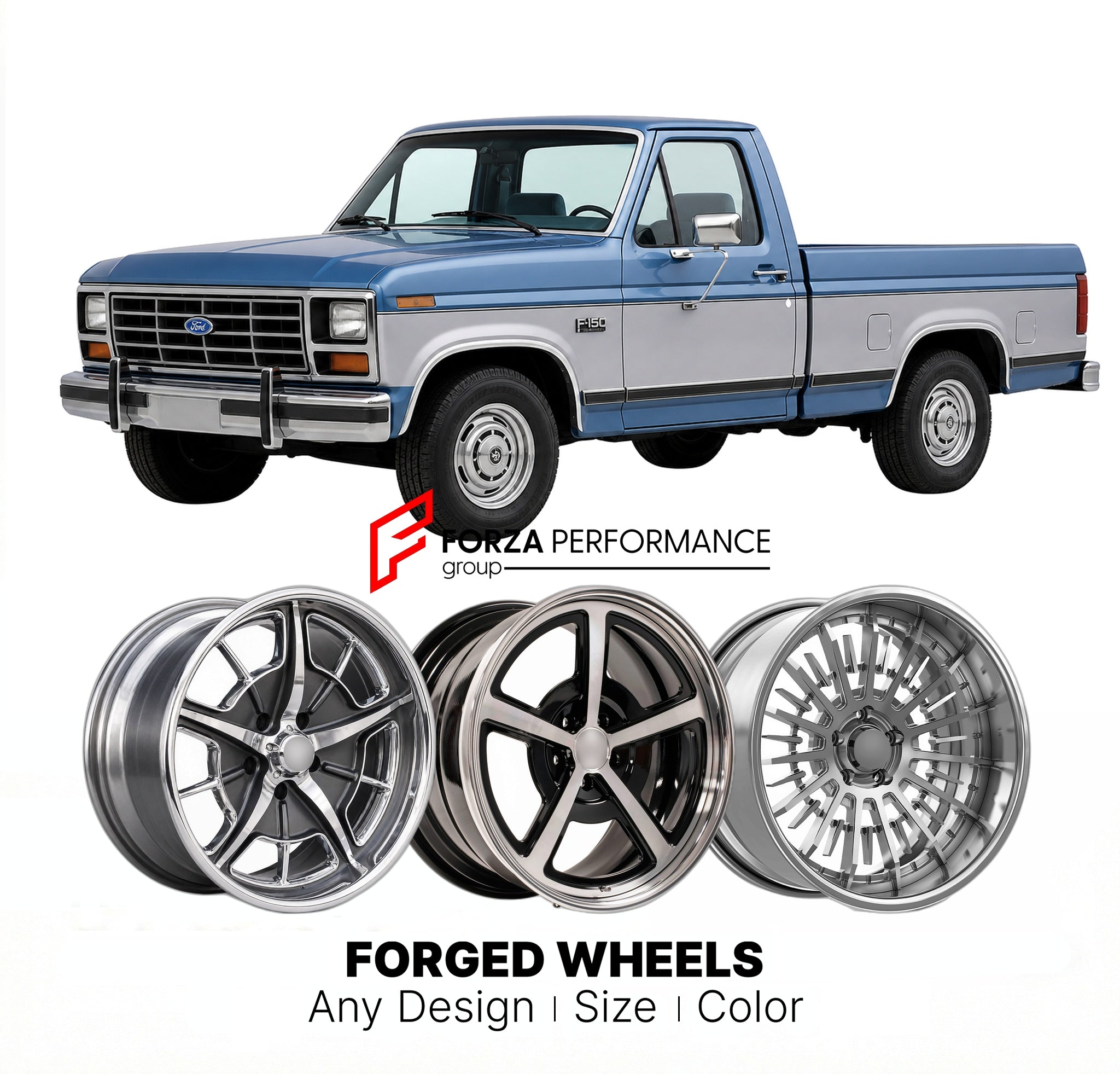 CUSTOM CLASSIC VINTAGE RESTOMOD RETRO OLD SCHOOL FORGED WHEELS RIMS for FORD F-150 1987 - 1990