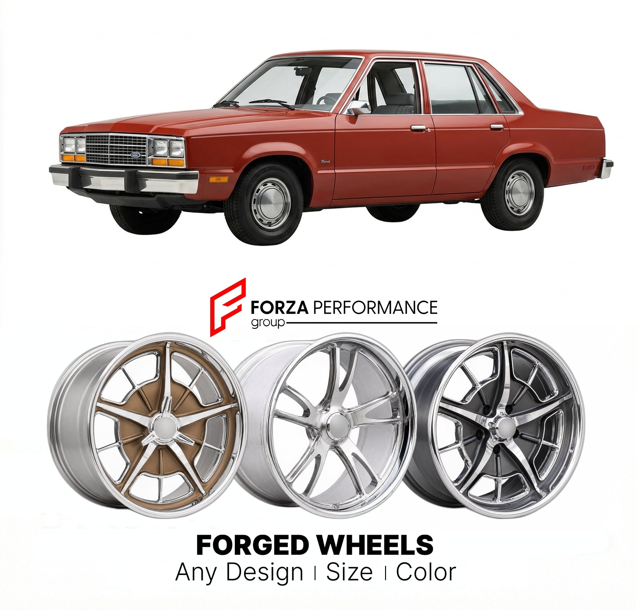 CUSTOM CLASSIC VINTAGE RESTOMOD RETRO OLD SCHOOL FORGED WHEELS RIMS for FORD FAIRMONT 1978 - 1983