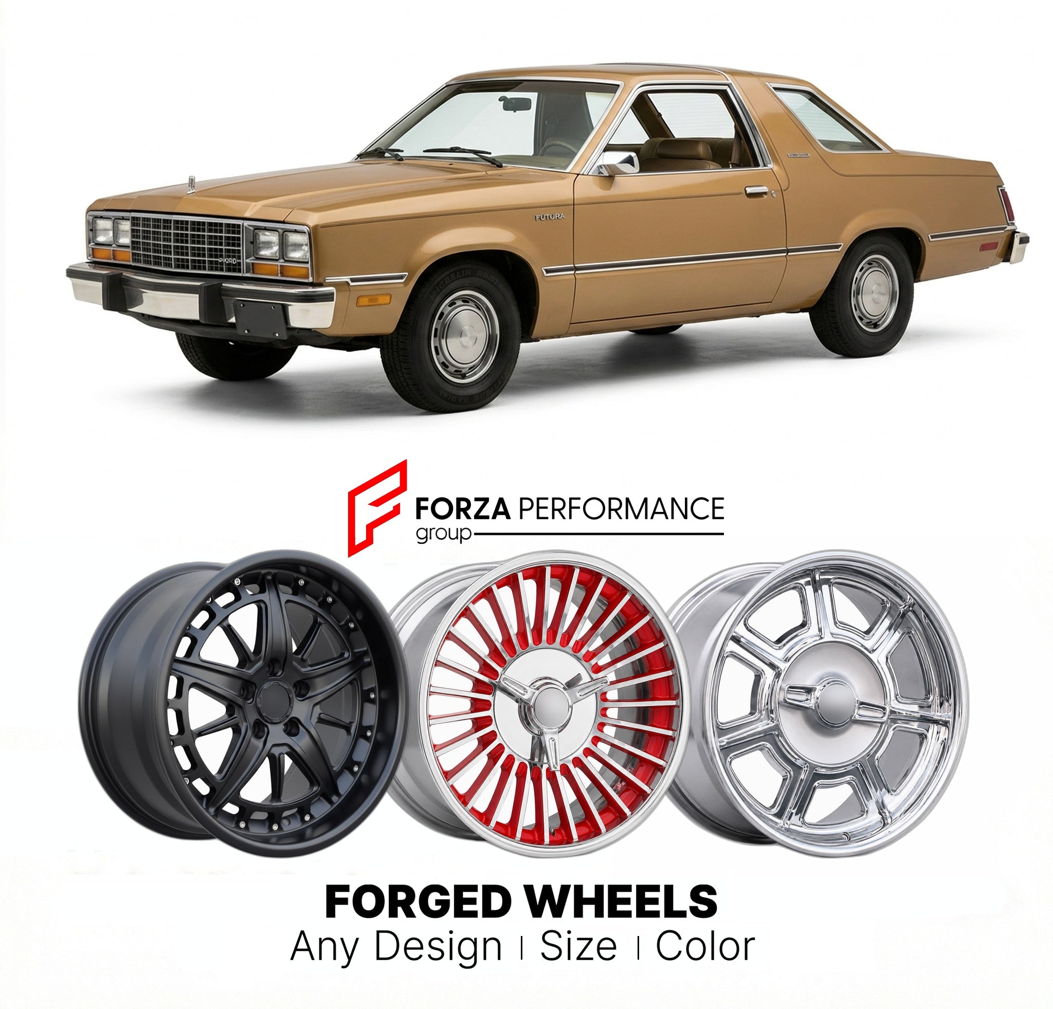 CUSTOM CLASSIC VINTAGE RESTOMOD RETRO OLD SCHOOL FORGED WHEELS RIMS for FORD FAIRMONT FUTURA 1978 - 1983