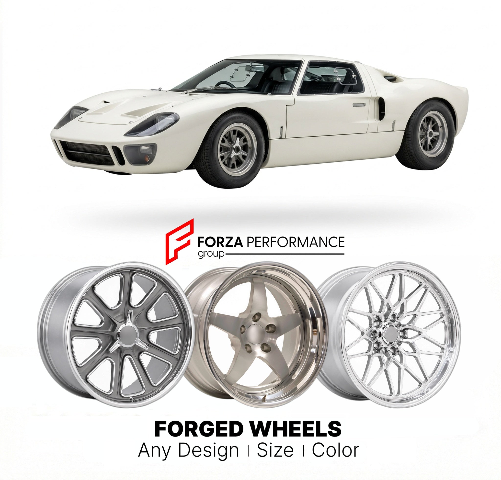 CUSTOM CLASSIC VINTAGE RESTOMOD RETRO OLD SCHOOL FORGED WHEELS RIMS for FORD GT40 1964 - 1966