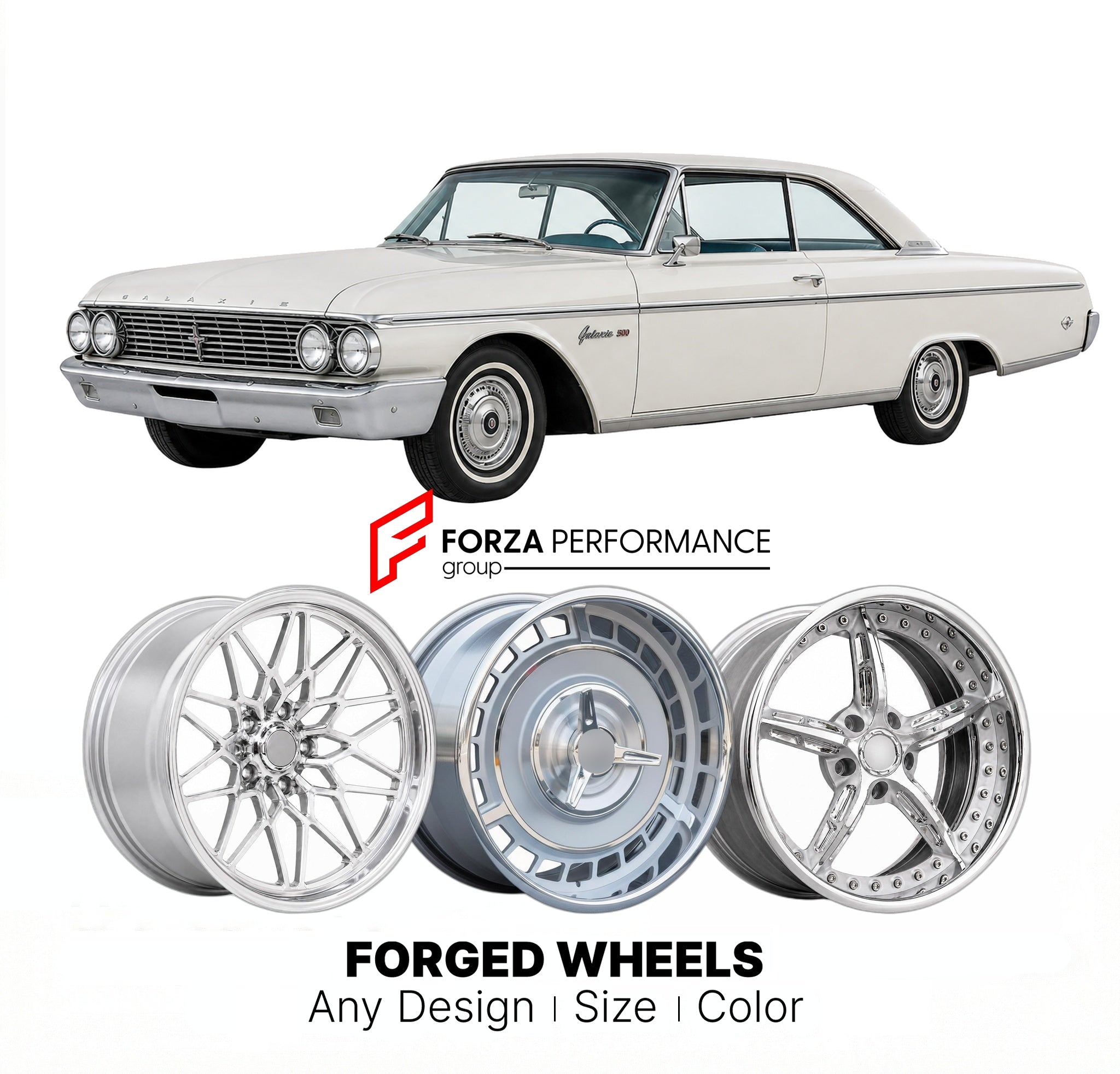 CUSTOM CLASSIC VINTAGE RESTOMOD RETRO OLD SCHOOL FORGED WHEELS RIMS for FORD GALAXIE 1961 - 1964