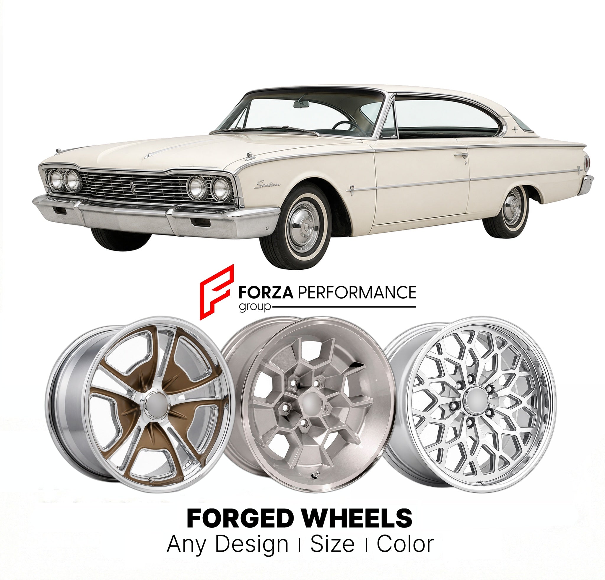 CUSTOM CLASSIC VINTAGE RESTOMOD RETRO OLD SCHOOL FORGED WHEELS RIMS for FORD GALAXIE STARLINER 1960 - 1960