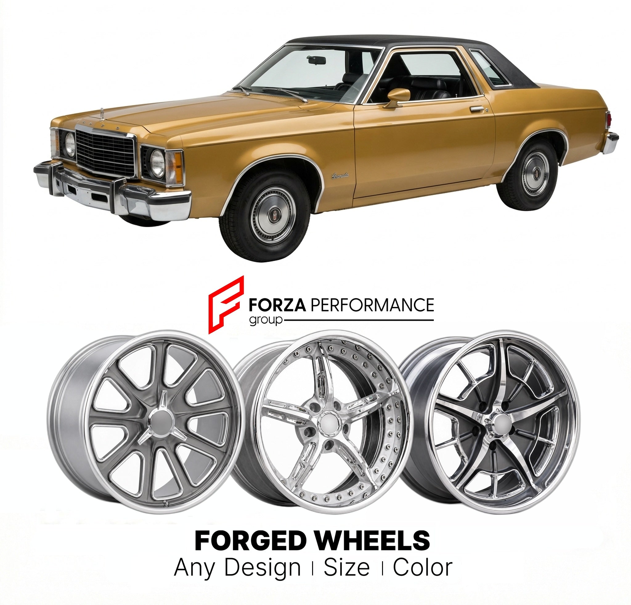 CUSTOM CLASSIC VINTAGE RESTOMOD RETRO OLD SCHOOL FORGED WHEELS RIMS for FORD GRANADA 1975 - 1982