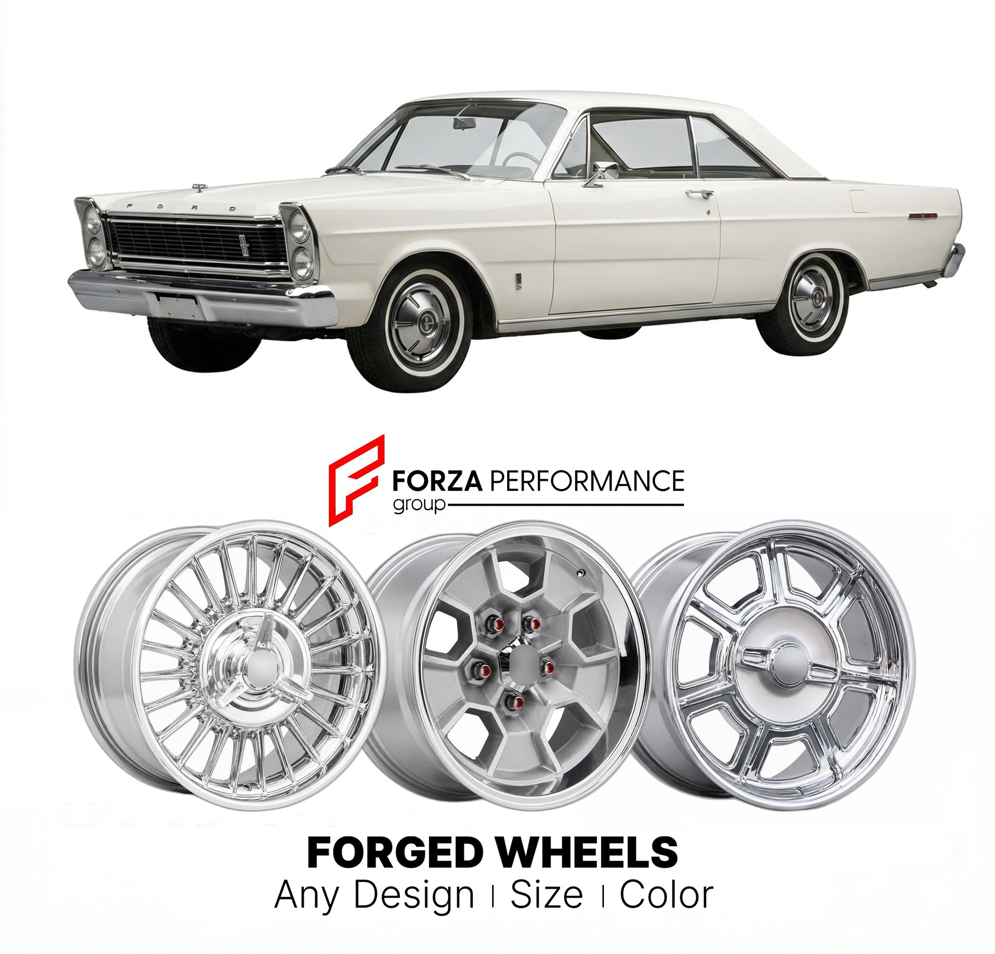 CUSTOM CLASSIC VINTAGE RESTOMOD RETRO OLD SCHOOL FORGED WHEELS RIMS for FORD LTD 1965 - 1968