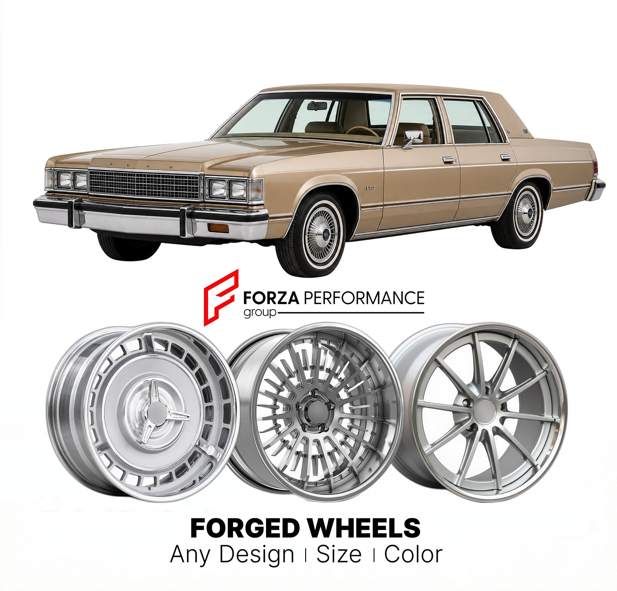 CUSTOM CLASSIC VINTAGE RESTOMOD RETRO OLD SCHOOL FORGED WHEELS RIMS for FORD LTD 1979 - 1982